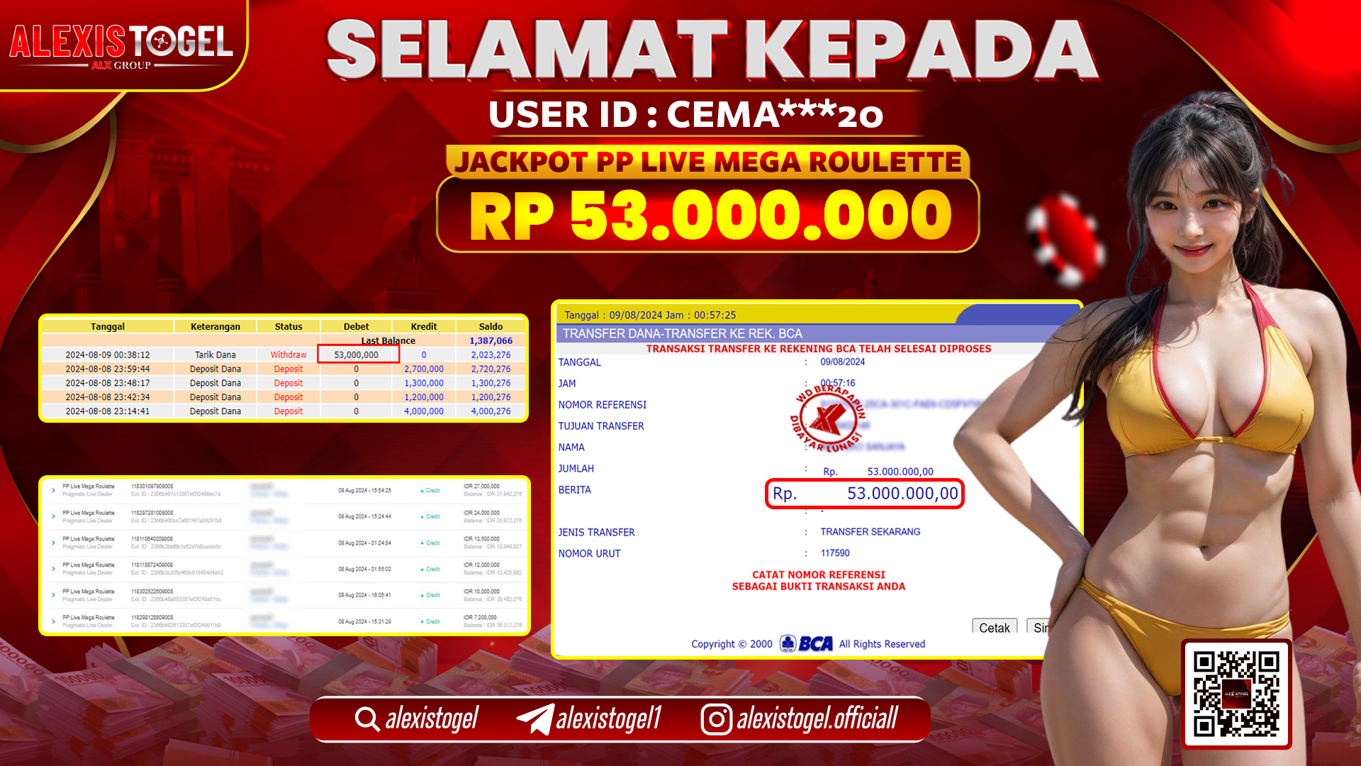 ALEXISTOGEL JACKPOT CASINO RP.53.000.000 LUNAS