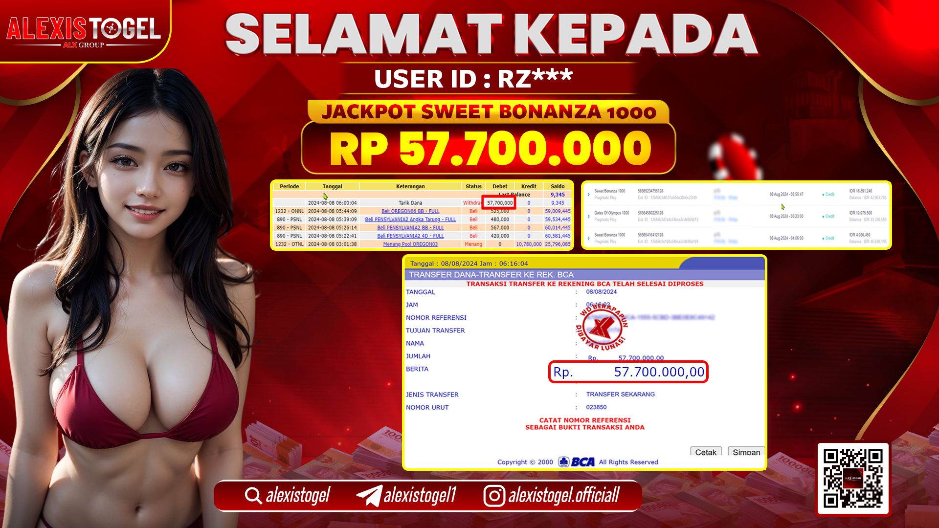 ALEXISTOGEL JACKPOT SLOT GAMES RP.57.700.000 LUNAS