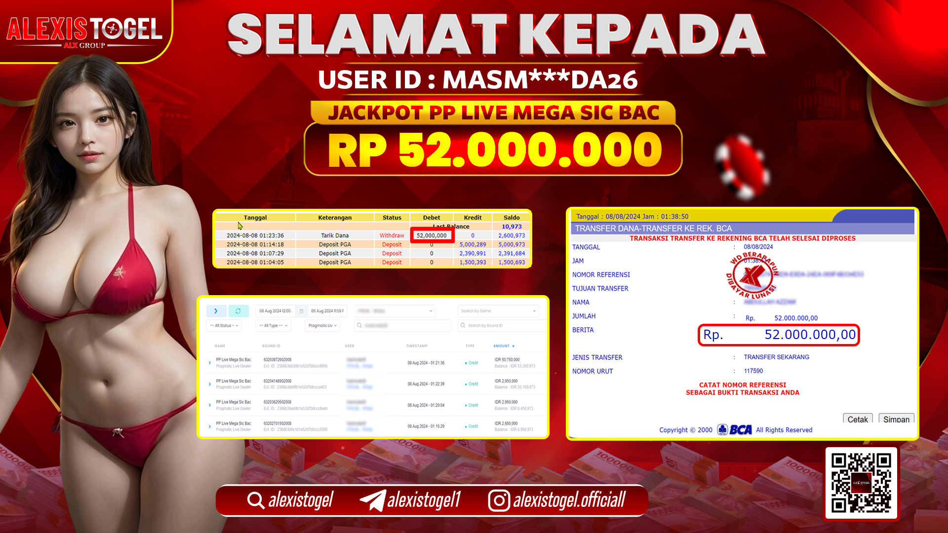 ALEXISTOGEL JACKPOT CASINO RP.52.000.000 LUNAS