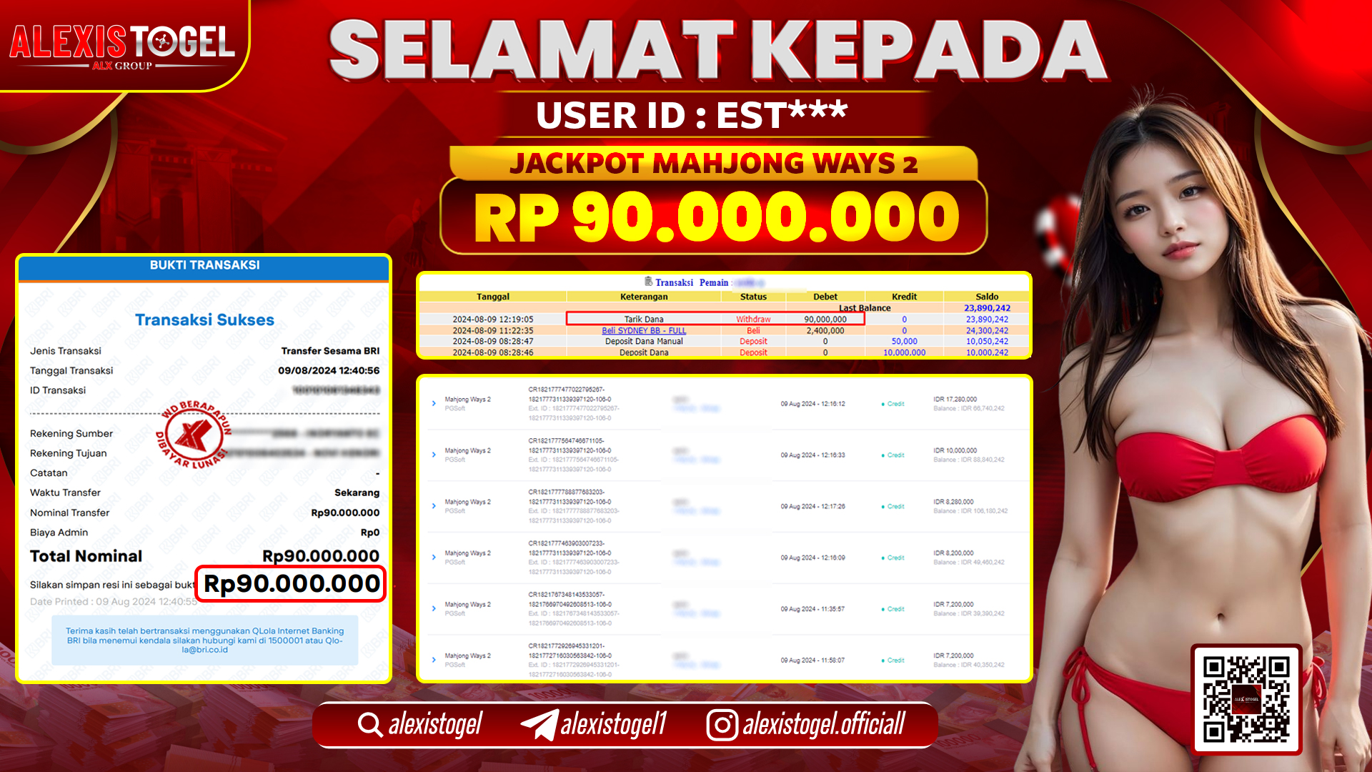 ALEXISTOGEL JACKPOT SLOT GAMES RP.90.000.000 LUNAS