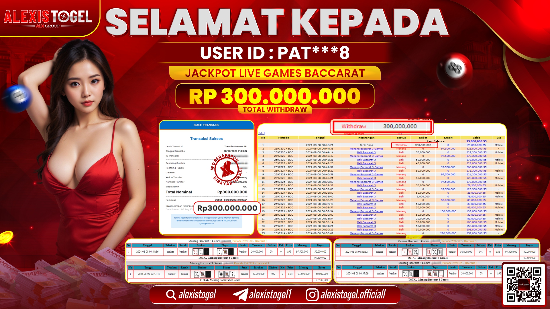 ALEXISTOGEL JACKPOT CASINO RP.300.000.000 LUNAS