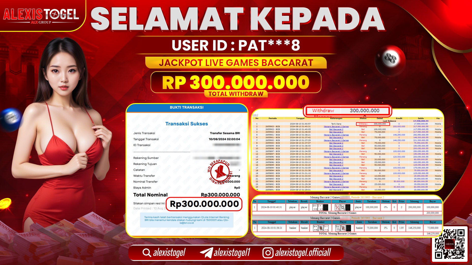 ALEXISTOGEL JACKPOT CASINO RP.300.000.000 LUNAS