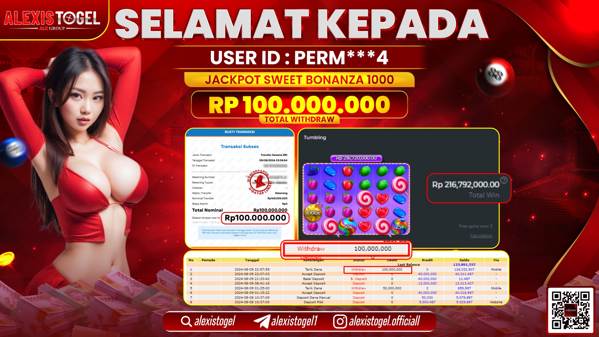 ALEXISTOGEL JACKPOT SLOT GAMES RP.100.000.000 LUNAS