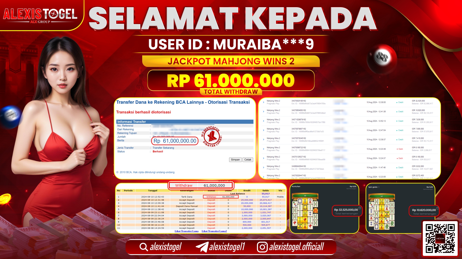 ALEXISTOGEL JACKPOT SLOT GAMES RP.61.000.000 LUNAS