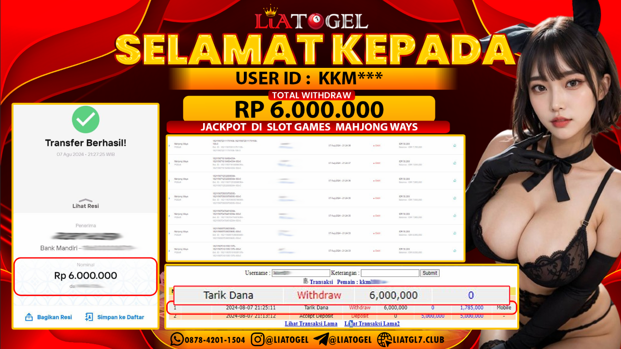 LIATOGEL - JACKPOT SLOT GAMES MAHJONG WAYS   RP  6.000.000,- LUNAS