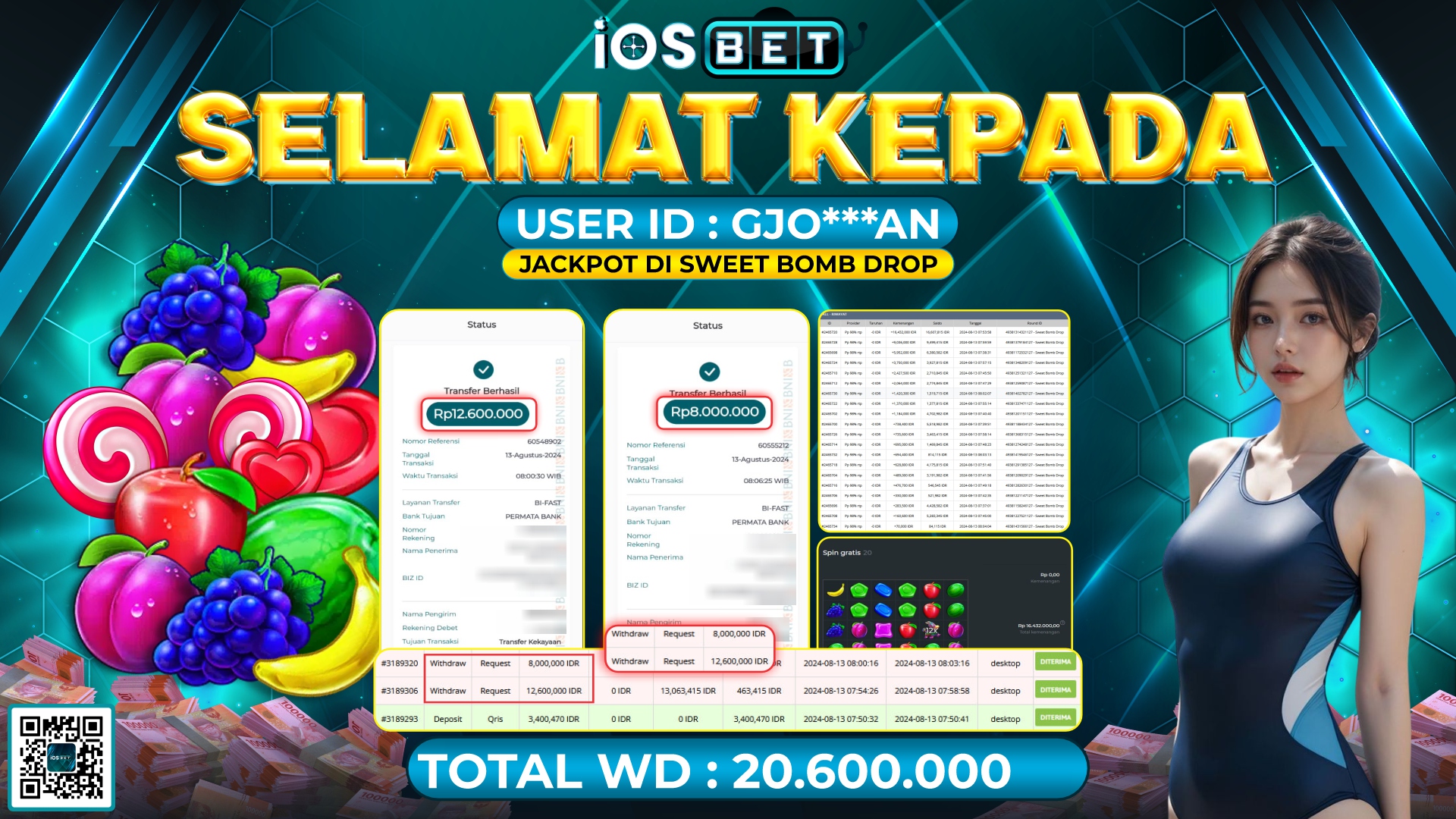 Bukti Pembayaran LUNAS SLOT GAME GACOR Rp.20.600.000