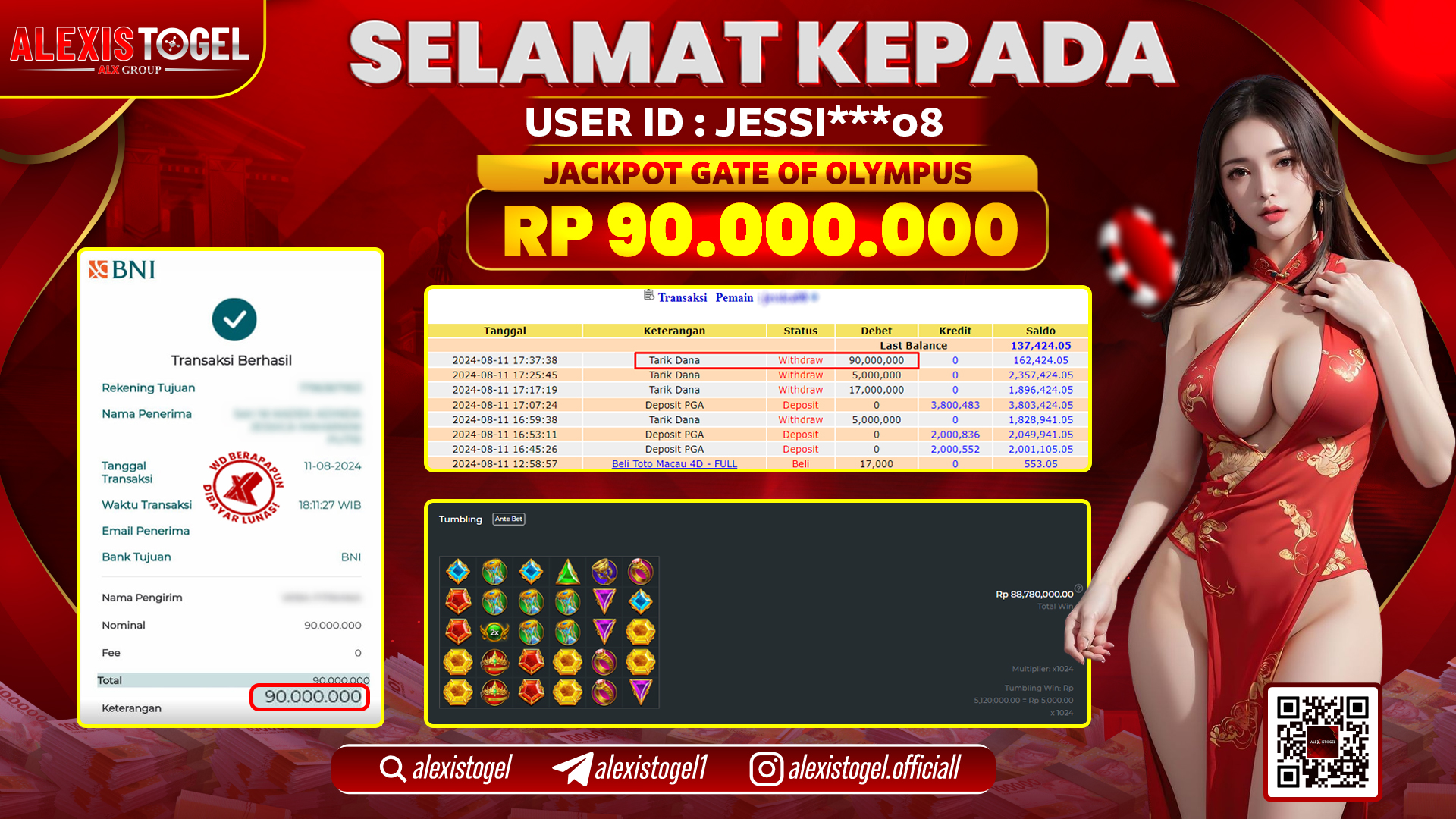 ALEXISTOGEL JACKPOT SLOT GAMES RP.90.000.000 LUNAS
