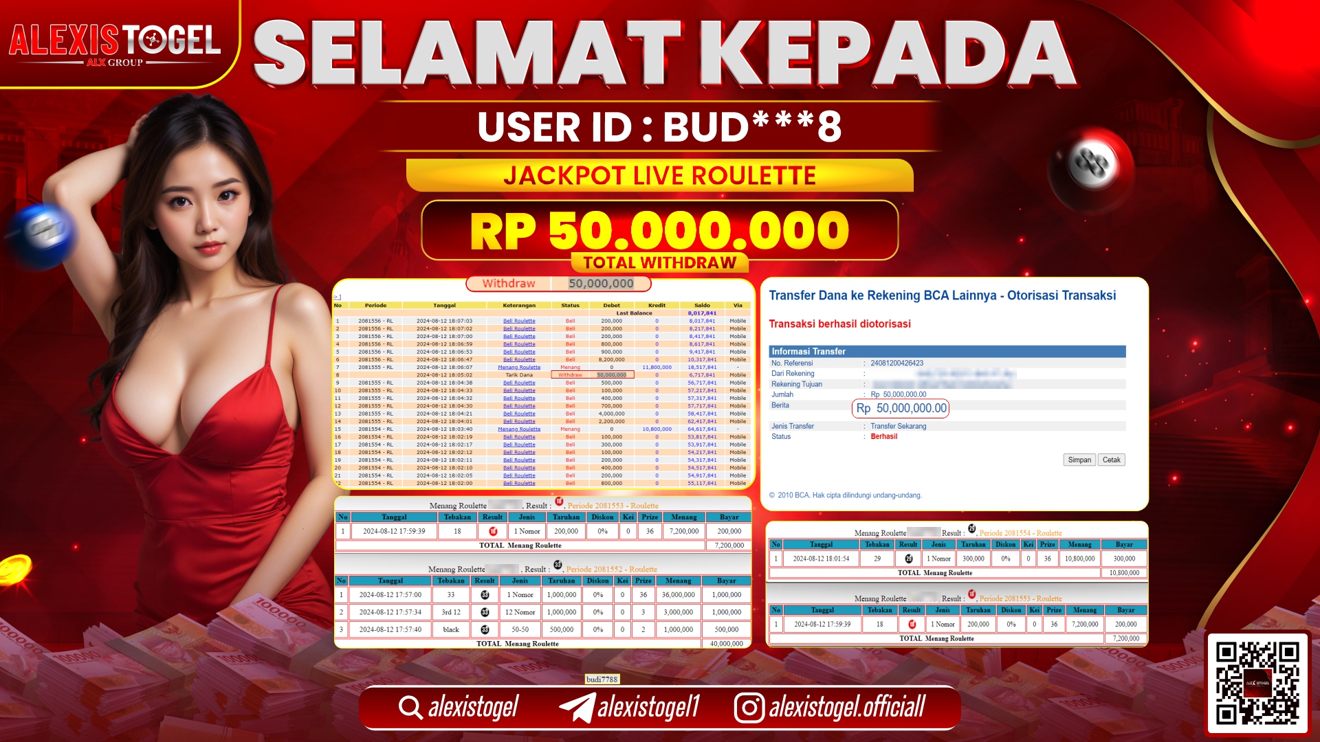 ALEXISTOGEL JACKPOT CASINO RP.50.000.000 LUNAS