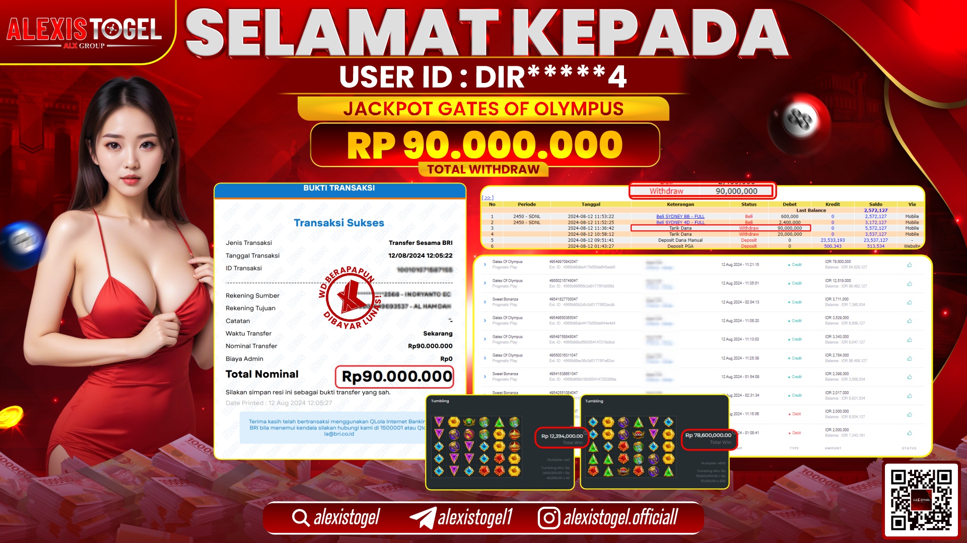 ALEXISTOGEL JACKPOT SLOT GAMES RP.90.000.000 LUNAS