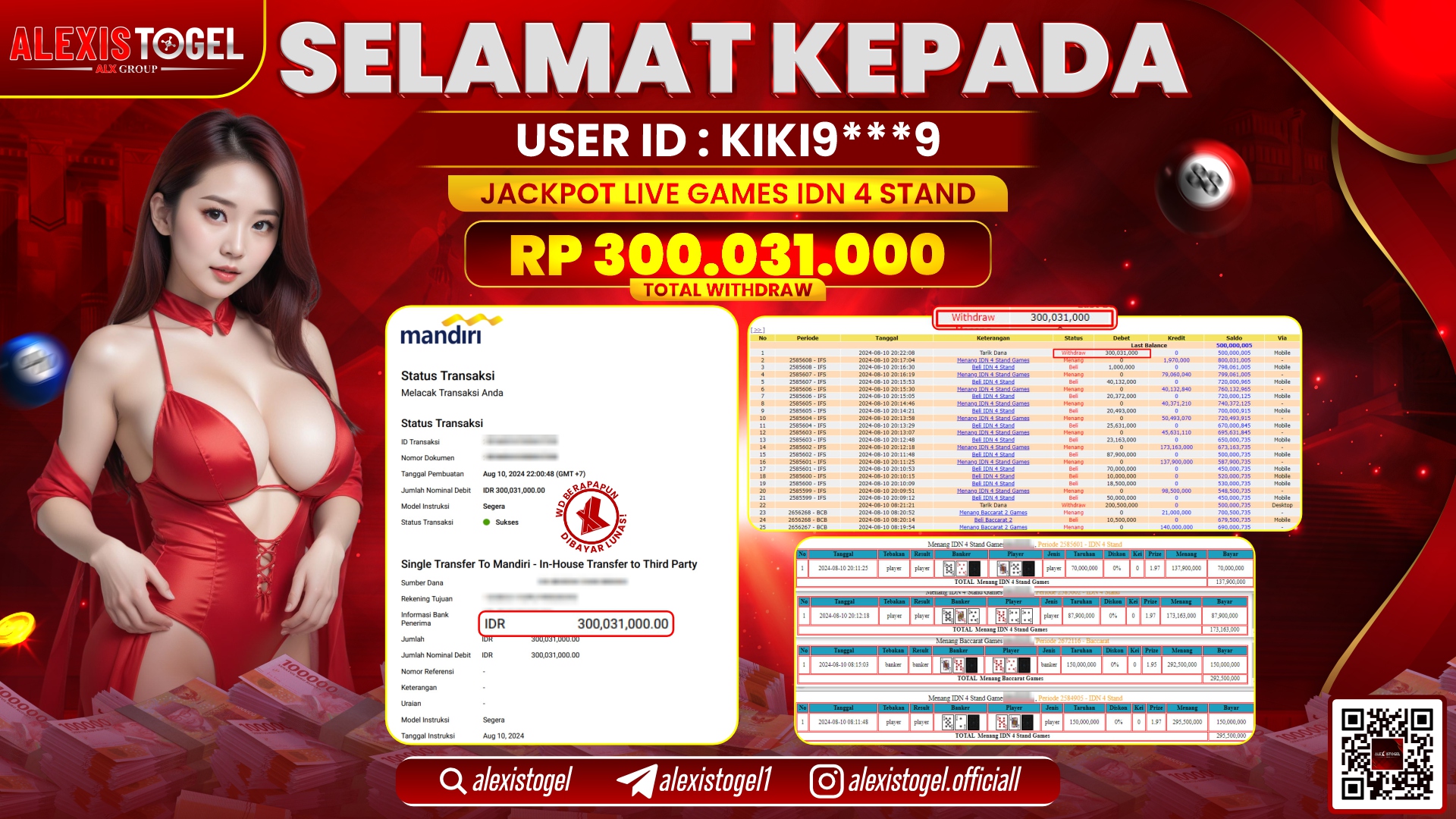 ALEXISTOGEL JACKPOT IDN LIVE RP.300.031.000 LUNAS