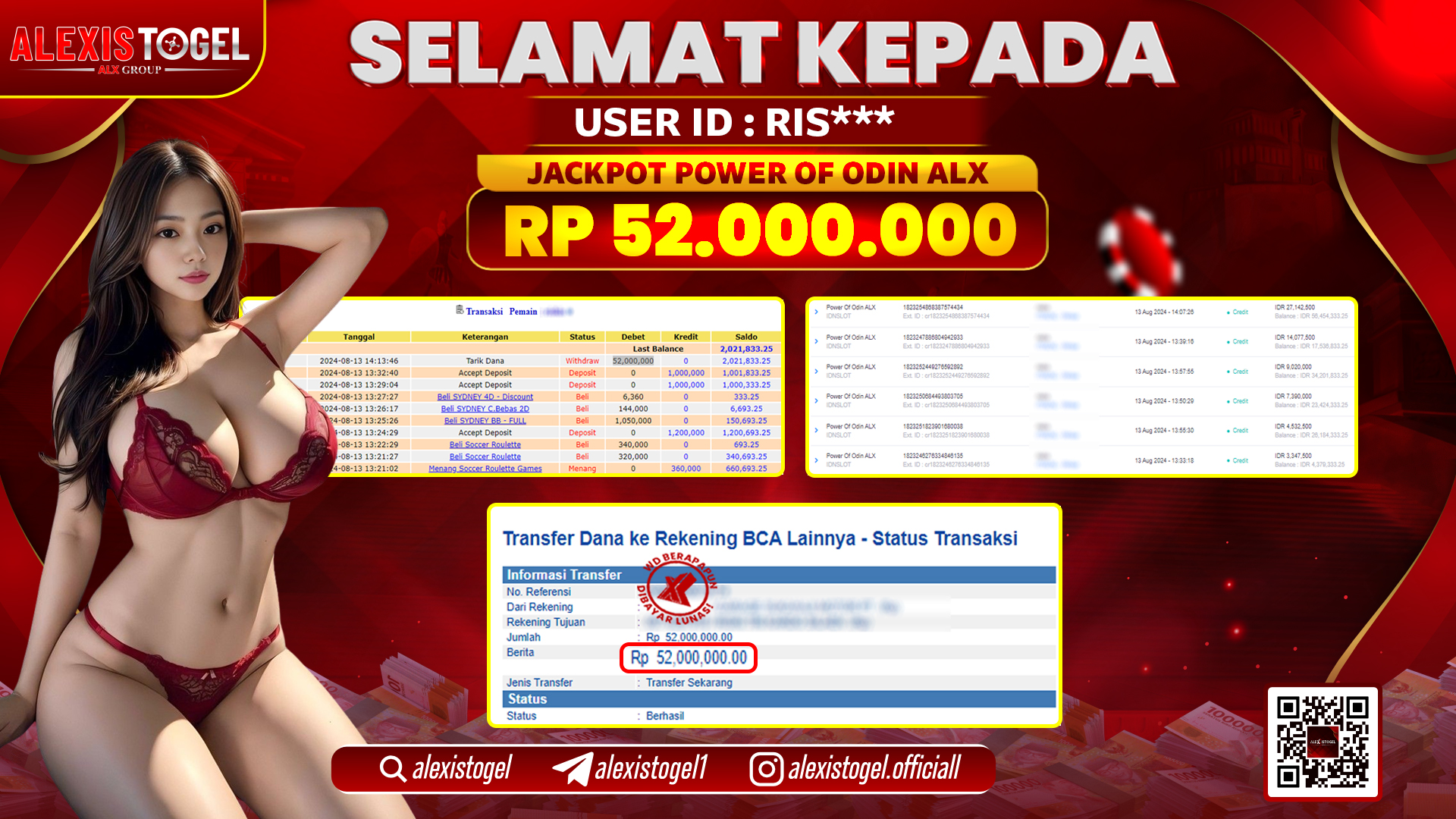 ALEXISTOGEL JACKPOT SLOT GAMES RP.52.000.000 LUNAS