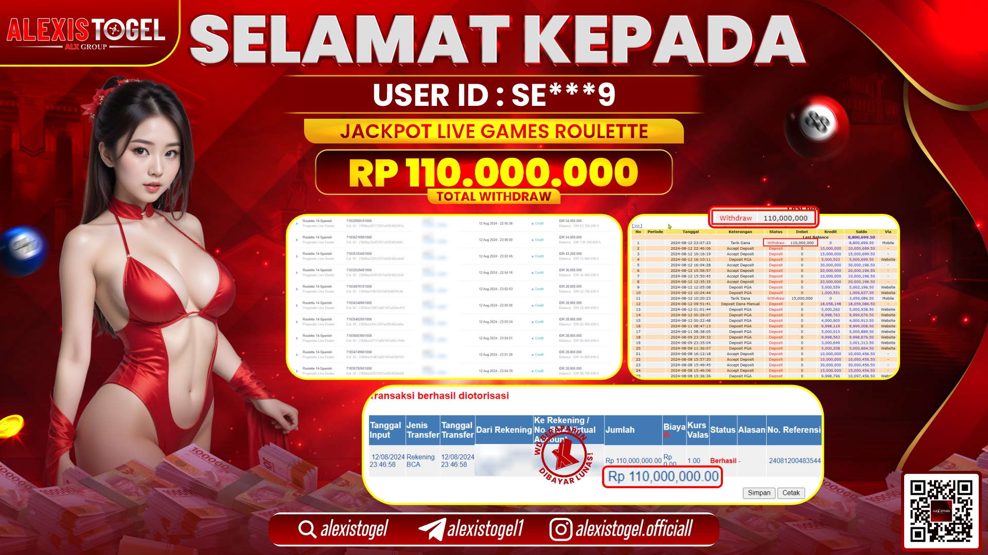ALEXISTOGEL JACKPOT CASINO RP.100.000.000 LUNAS