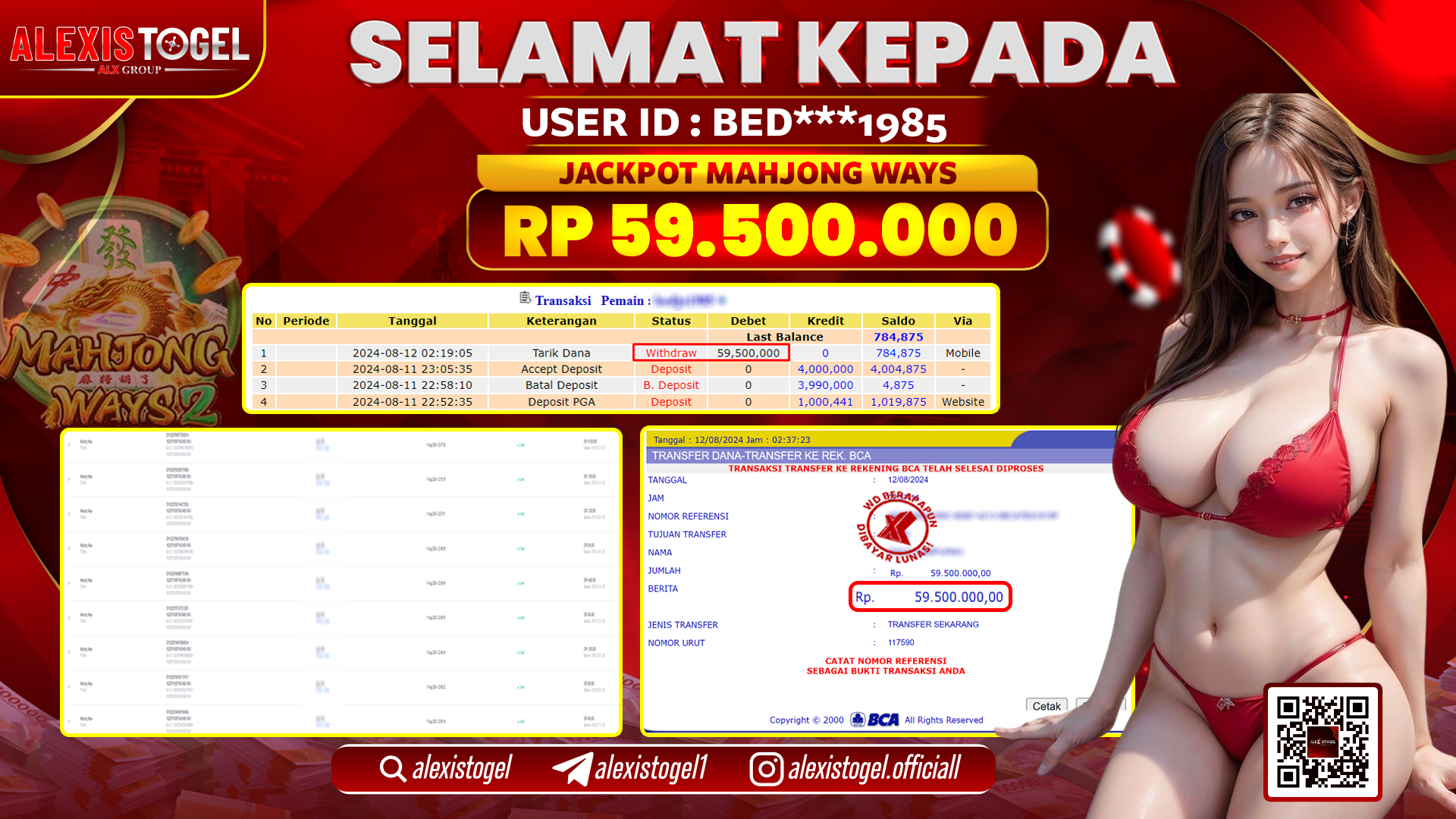 ALEXISTOGEL JACKPOT SLOT GAMES RP.59.500.000 LUNAS