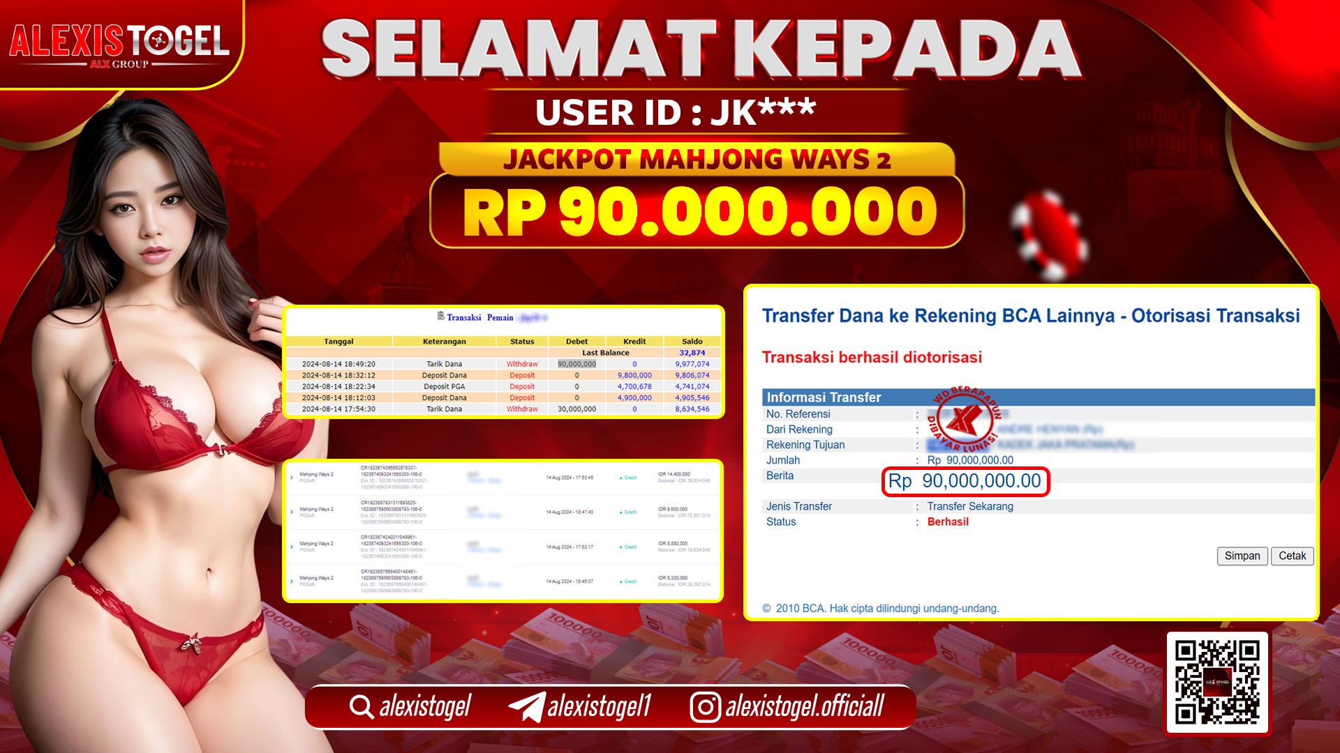 ALEXISTOGEL JACKPOT MAHJONG WAYS 2 RP.90.000.000 LUNAS