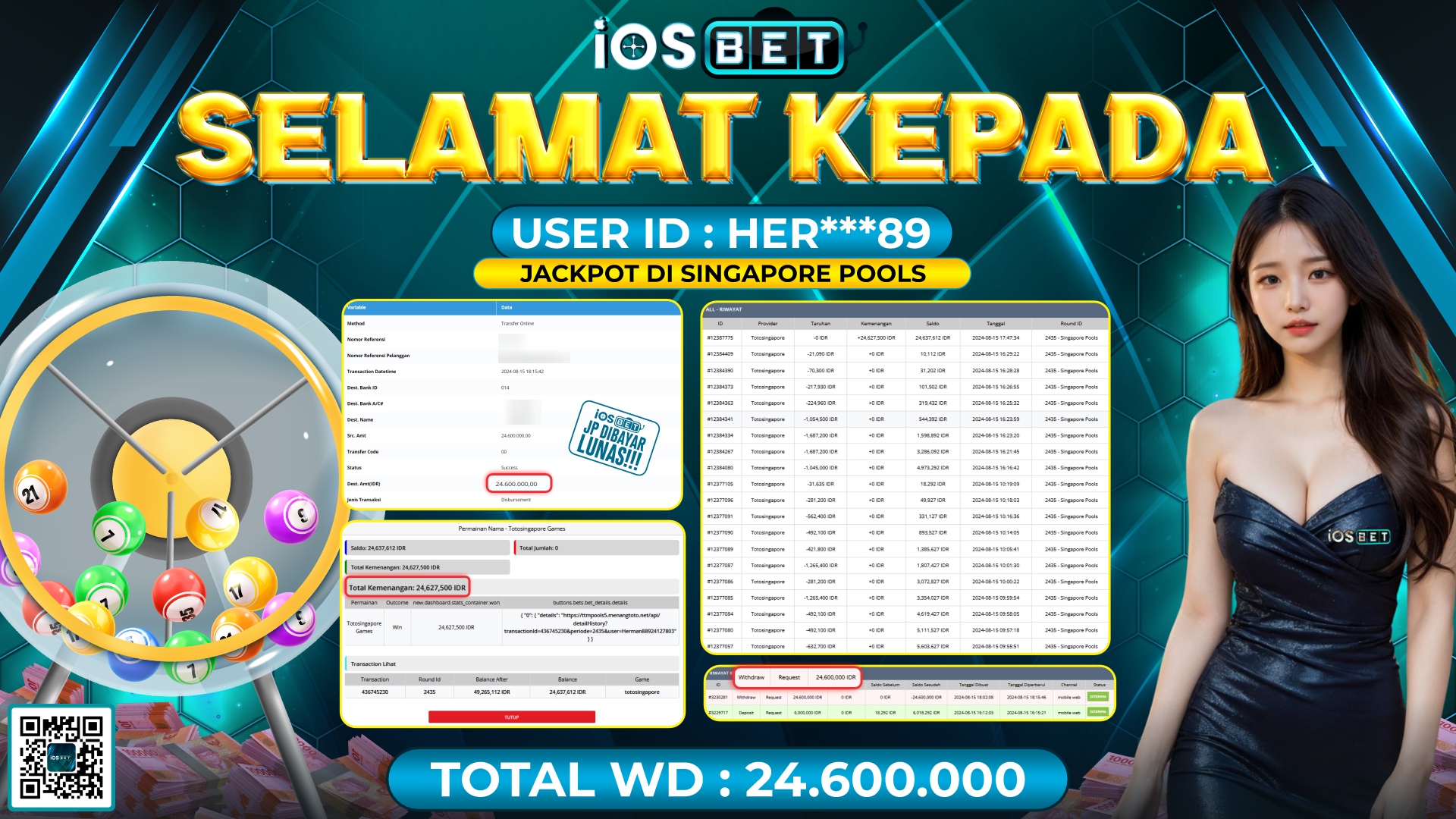 Bukti Pembayaran LUNAS LIVE GAME GACOR Rp.24.600.000