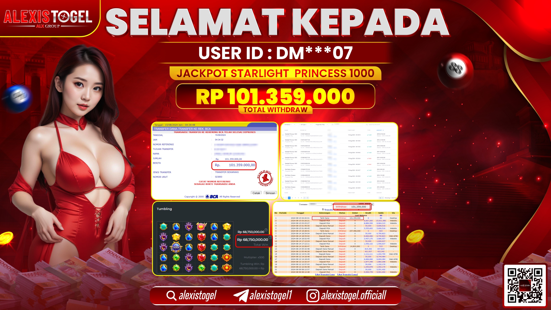 ALEXISTOGEL JACKPOT SLOT STARLIGHT PRINCESS RP.101.359.000 LUNAS