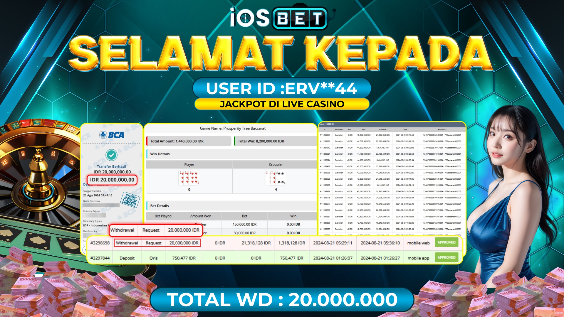 Bukti Pembayaran LUNAS LIVE GAME GACOR Rp.20.000.000