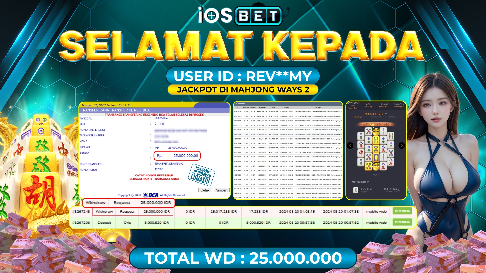 Bukti Pembayaran LUNAS SLOT GAME GACOR Rp.25.000.000,-