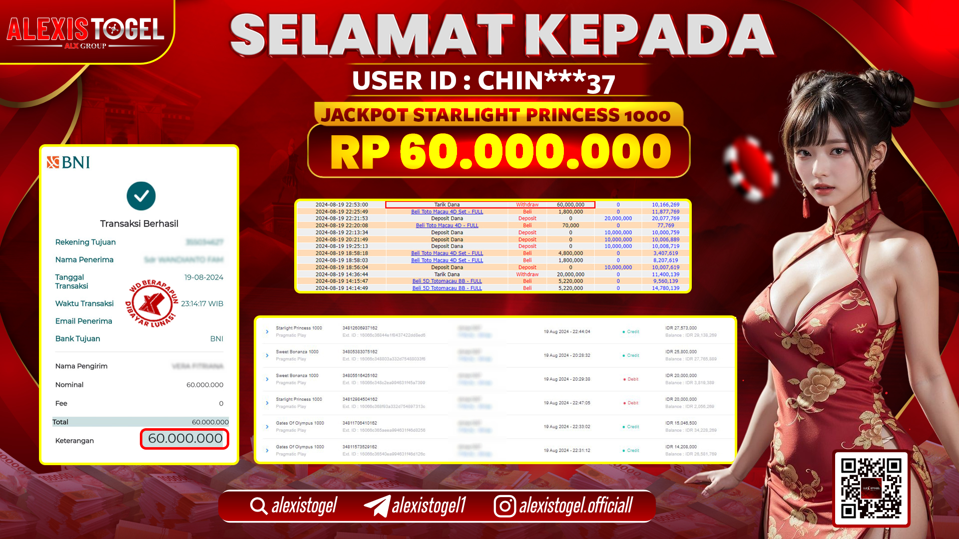 ALEXISTOGEL JACKPOT SLOT STARLIGHT PRINCESS RP.60.000.000 LUNAS