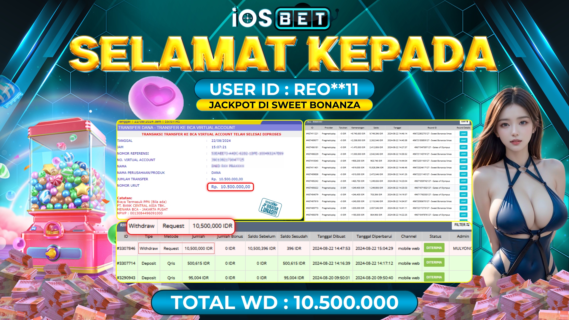 Bukti Pembayaran LUNAS SLOT GAME GACOR Rp.10.500.000,-