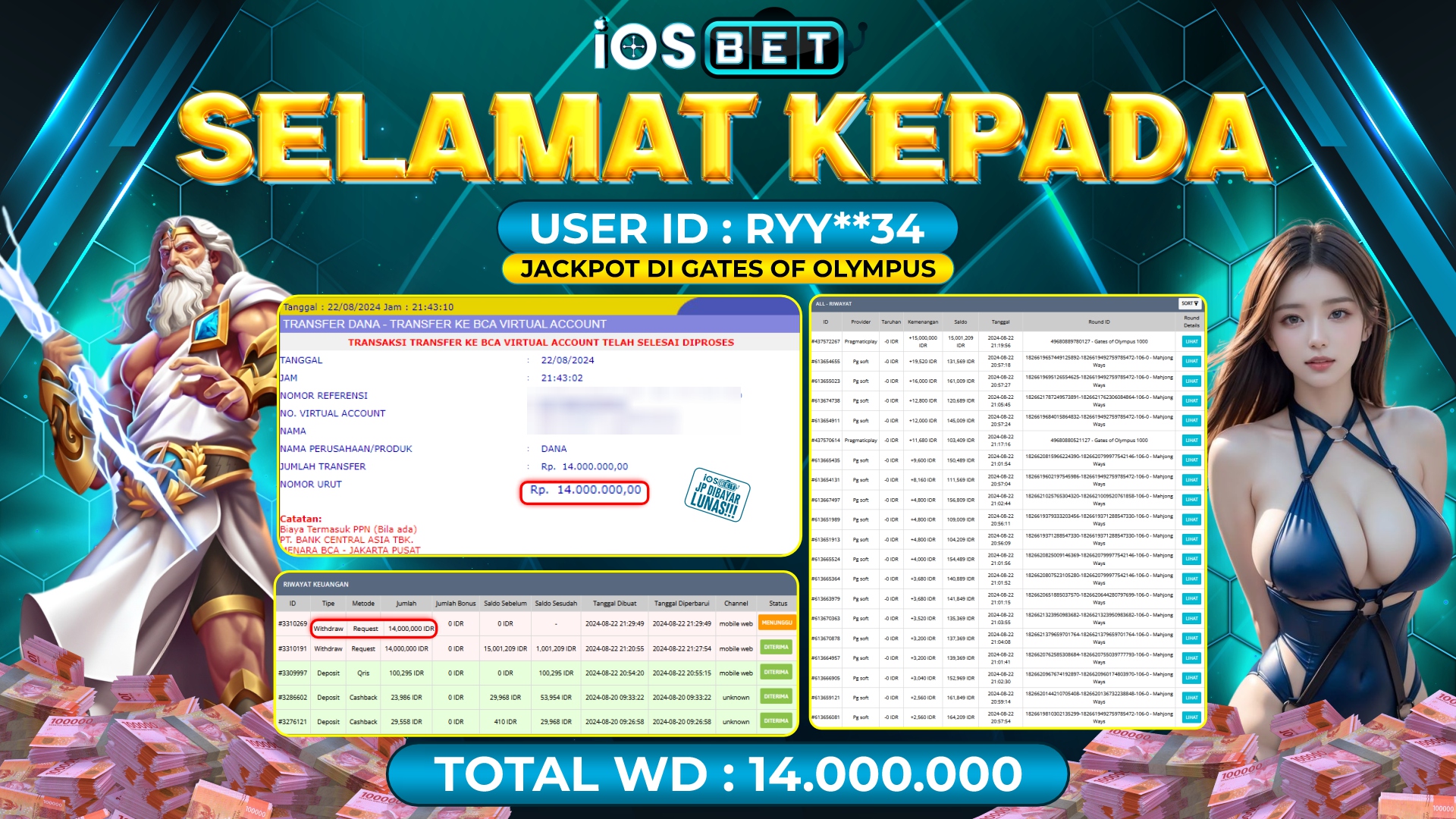 Bukti Pembayaran LUNAS SLOT GAME GACOR Rp.14.000.000,-