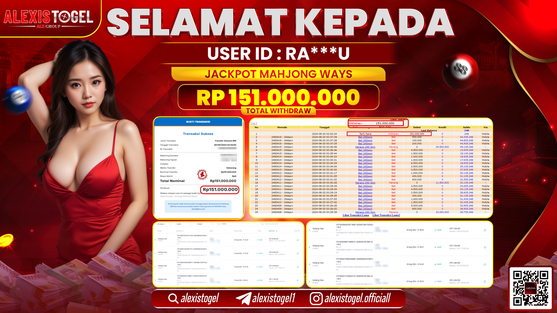 ALEXISTOGEL JACKPOT SLOT MAHJONG WAYS RP.151.000.000LUNAS