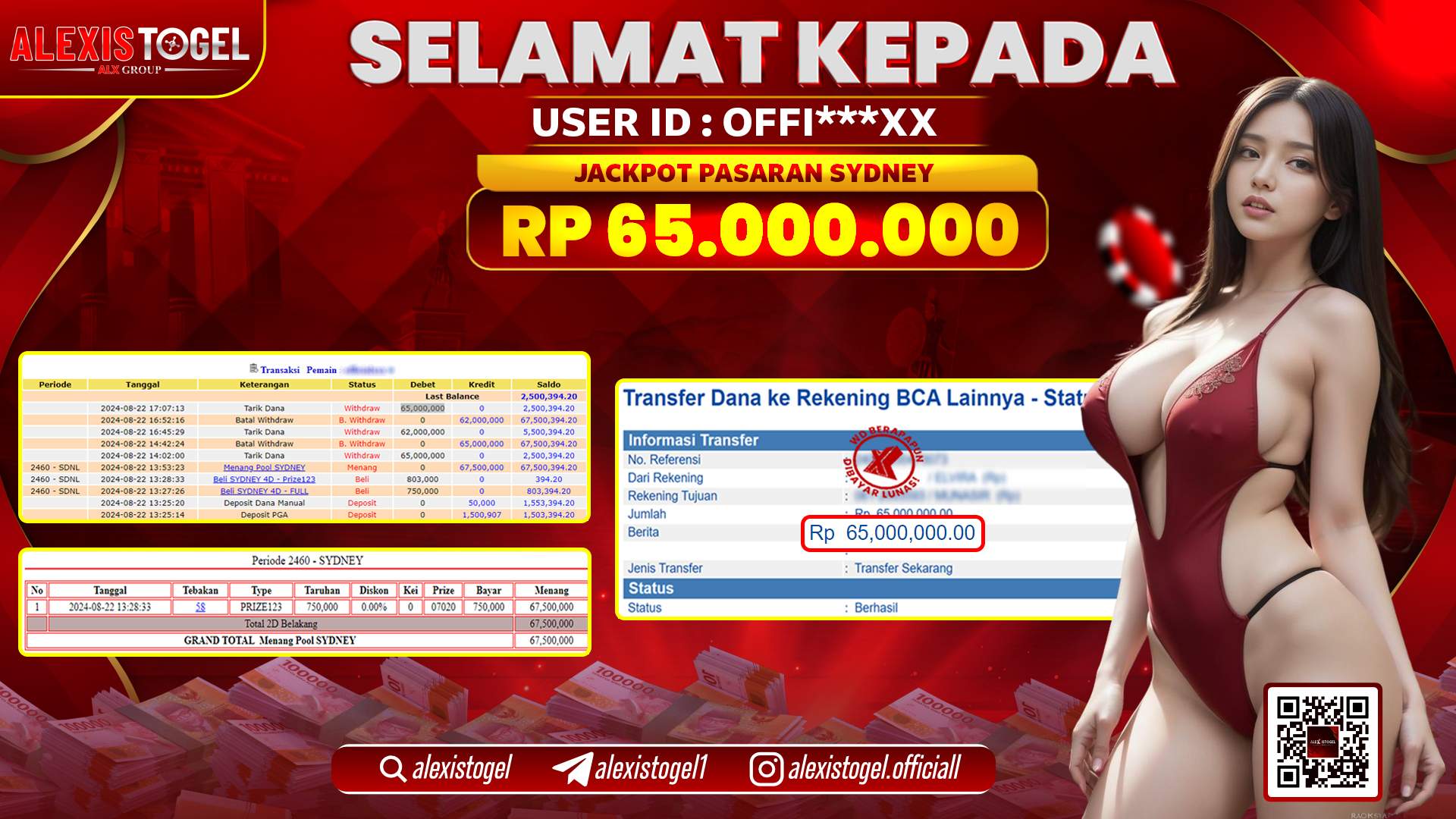 ALEXISTOGEL JACKPOT TOGEL SYDNEY POOLS RP.65.000.000 LUNAS