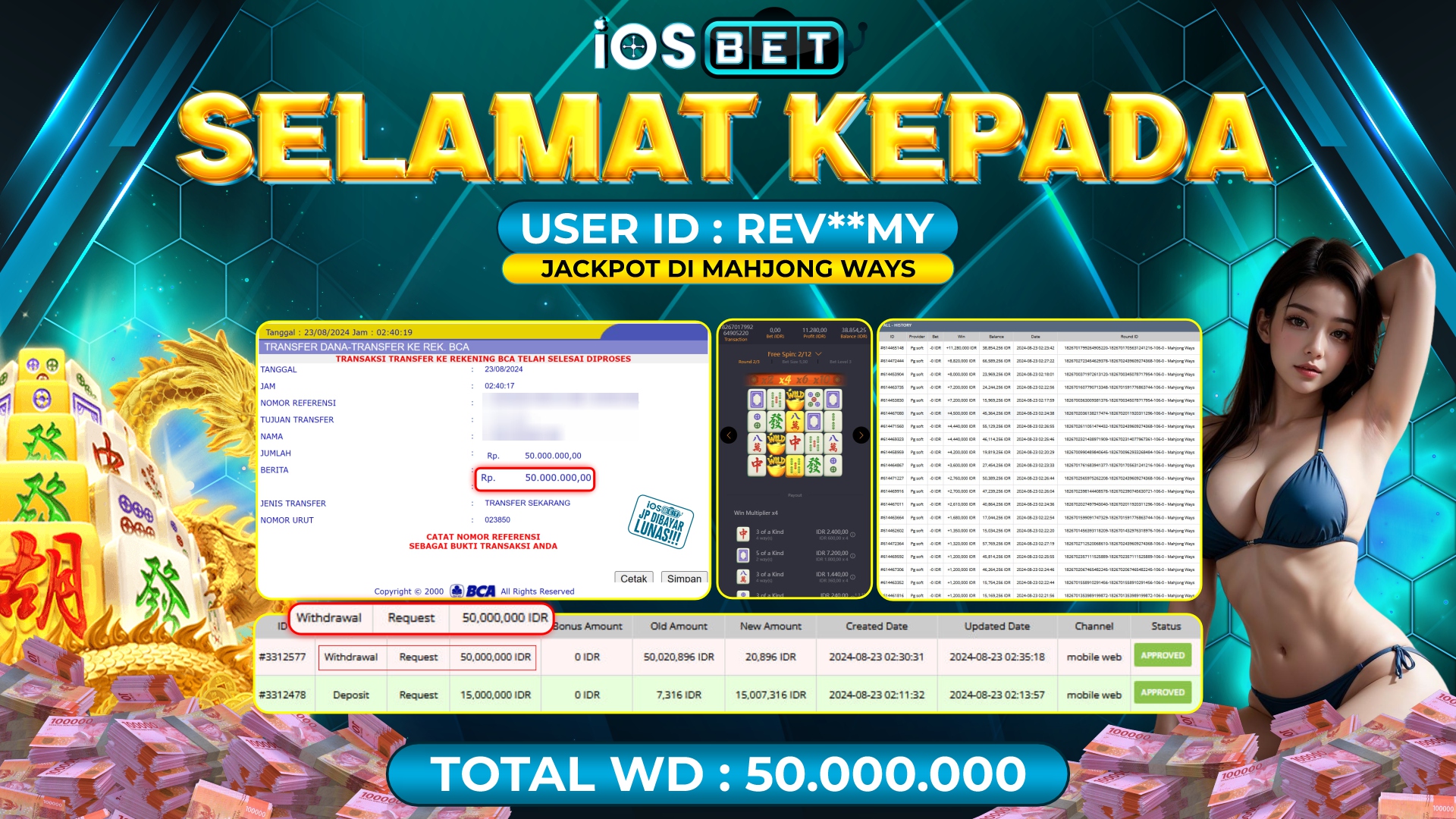 Bukti Pembayaran LUNAS SLOT GAME GACOR Rp.50.000.000,-