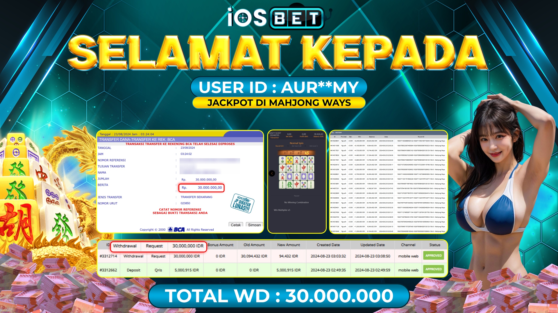 Bukti Pembayaran LUNAS SLOT GAME GACOR Rp.30.000.000,-