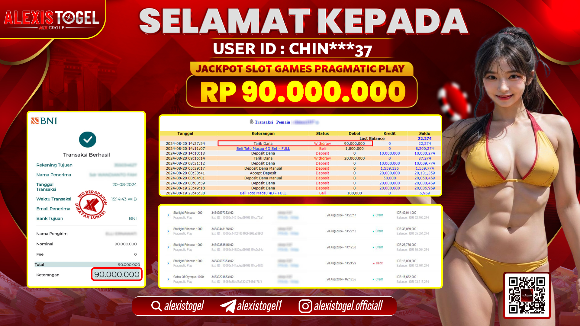 ALEXISTOGEL JACKPOT SLOT GAMES RP.90.000.000 LUNAS