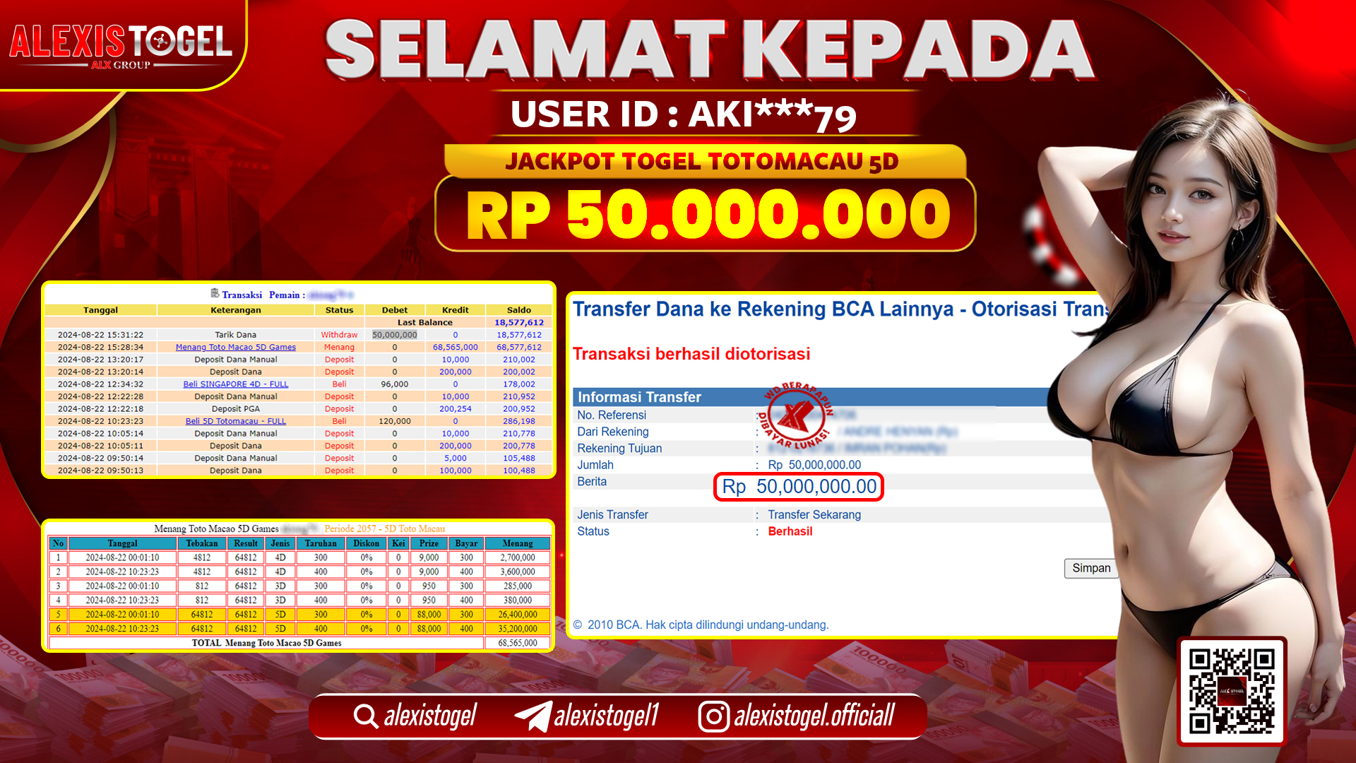 ALEXISTOGEL JACKPOT TOGEL TOTOMACAU POOLS RP.50.000.000 LUNAS