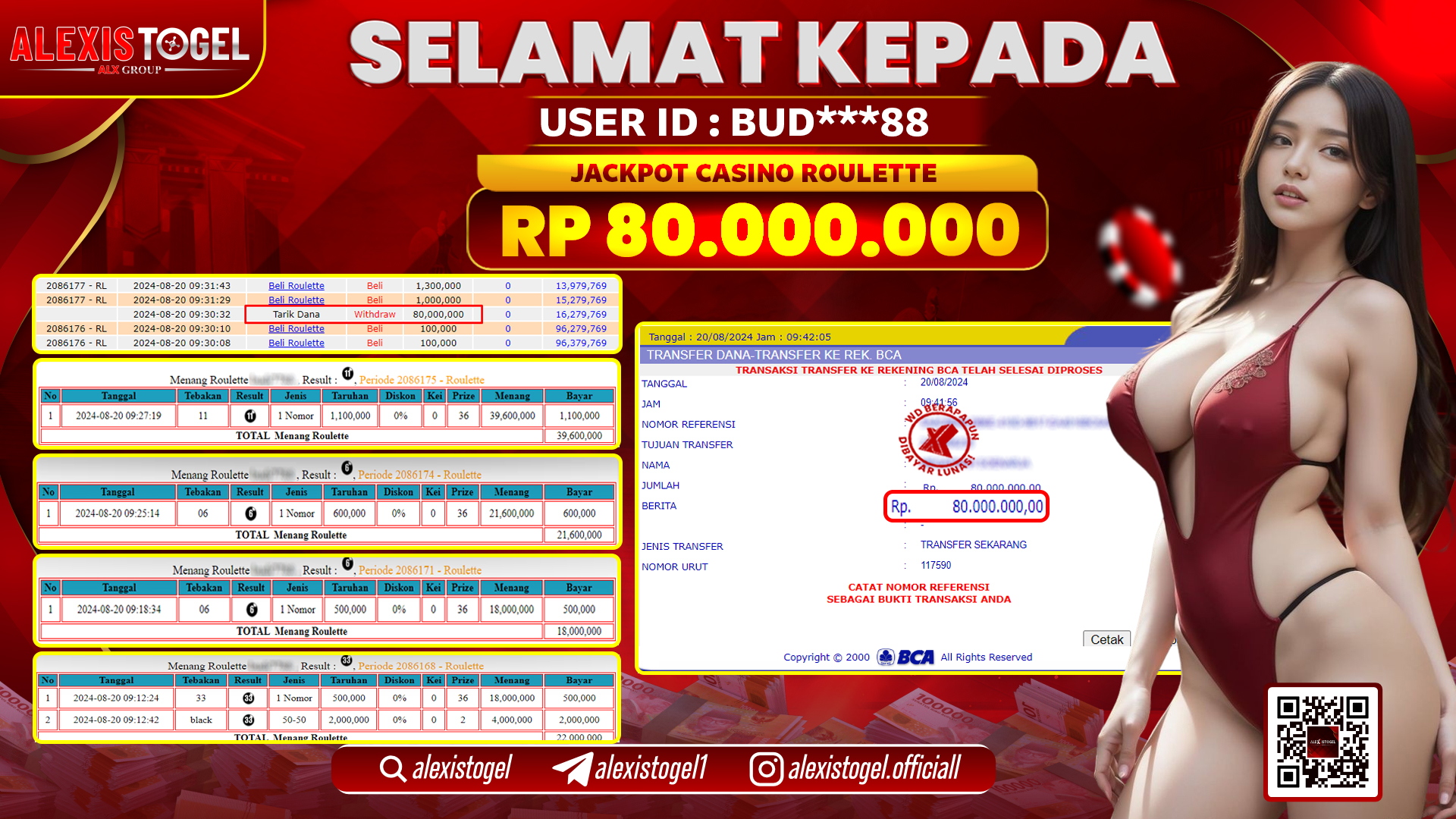ALEXISTOGEL JACKPOT CASINO ROULETTE RP.80.000.000 LUNAS