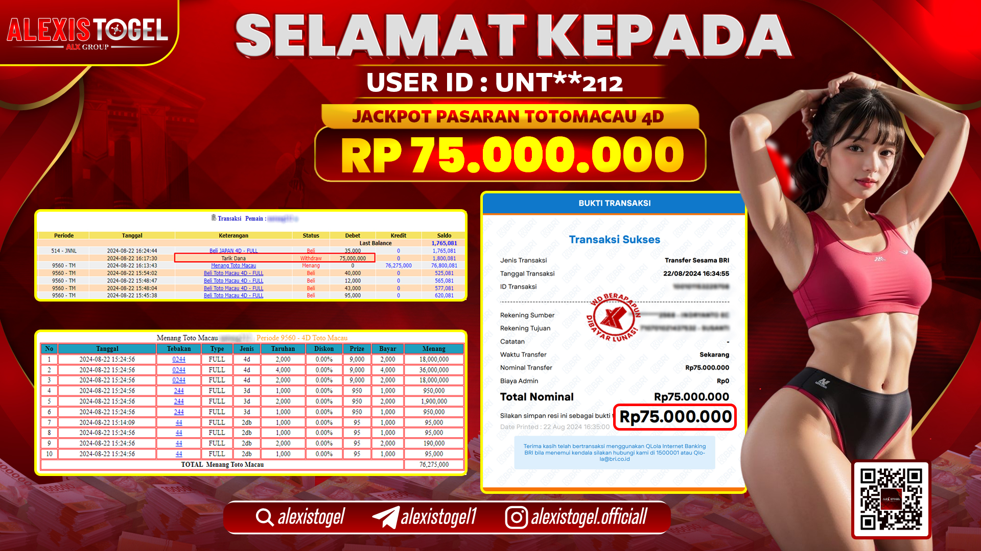 ALEXISTOGEL JACKPOT TOGEL TOTOMACAU POOLS RP.75.000.000 LUNAS