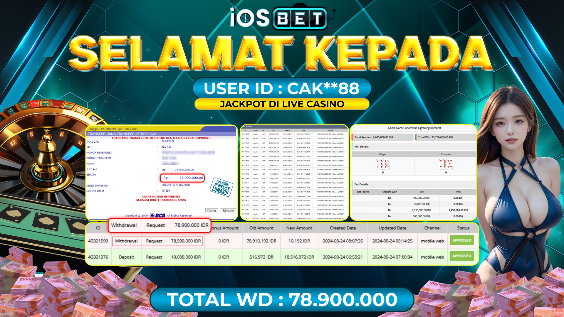 Bukti Pembayaran LUNAS LIVE GAME GACOR Rp.78.900.000,-