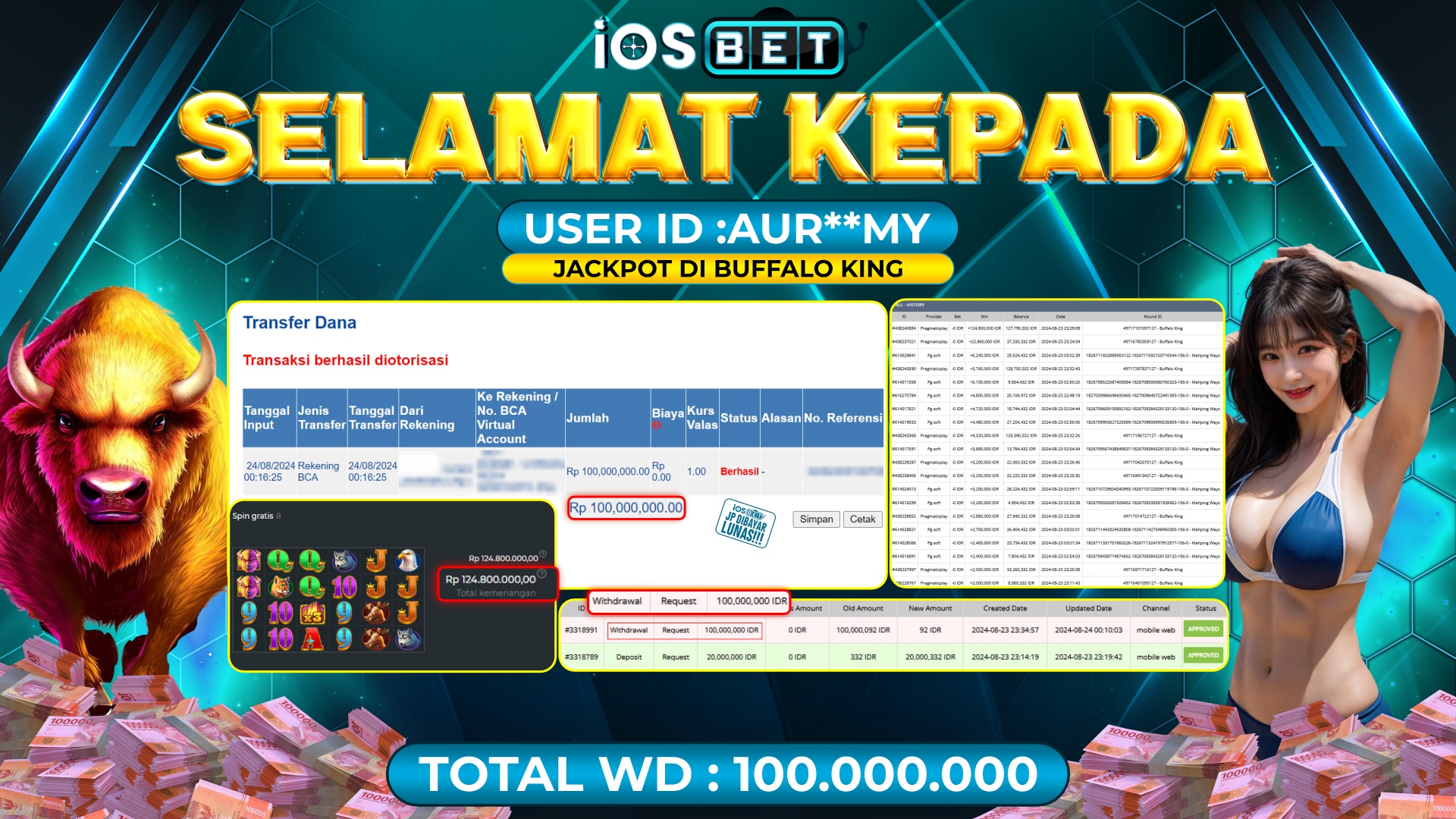 Bukti Pembayaran LUNAS SLOT GAME GACOR Rp.100.000.000,-