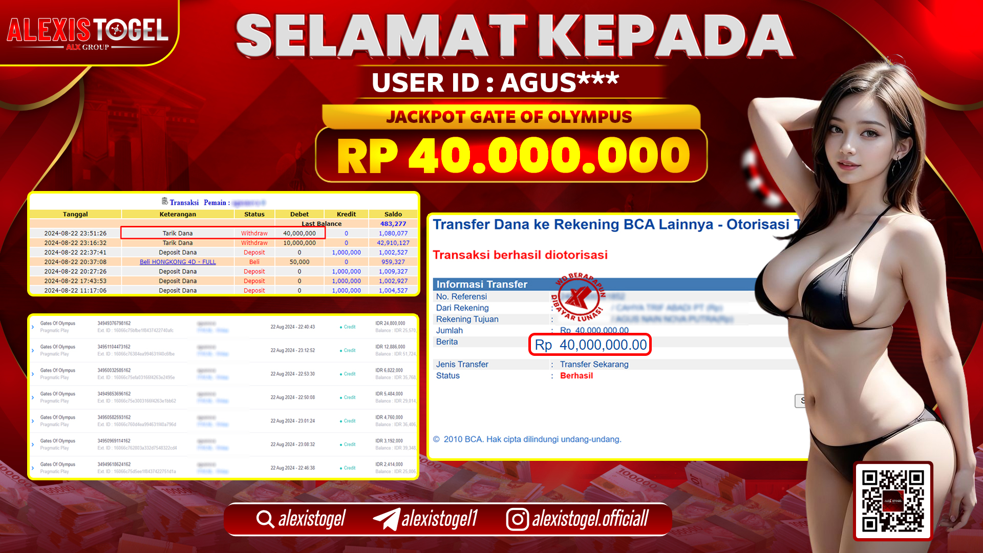 ALEXISTOGEL JACKPOT SLOT GATES OF OLYMPUS RP.40.000.000 LUNAS