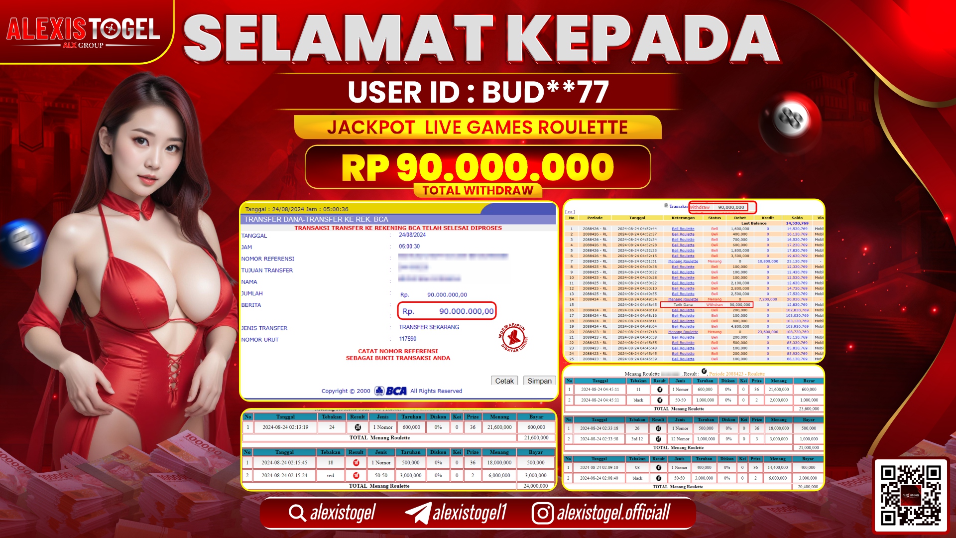 ALEXISTOGEL JACKPOT CASINO ROULETTE RP.90.000.000 LUNAS