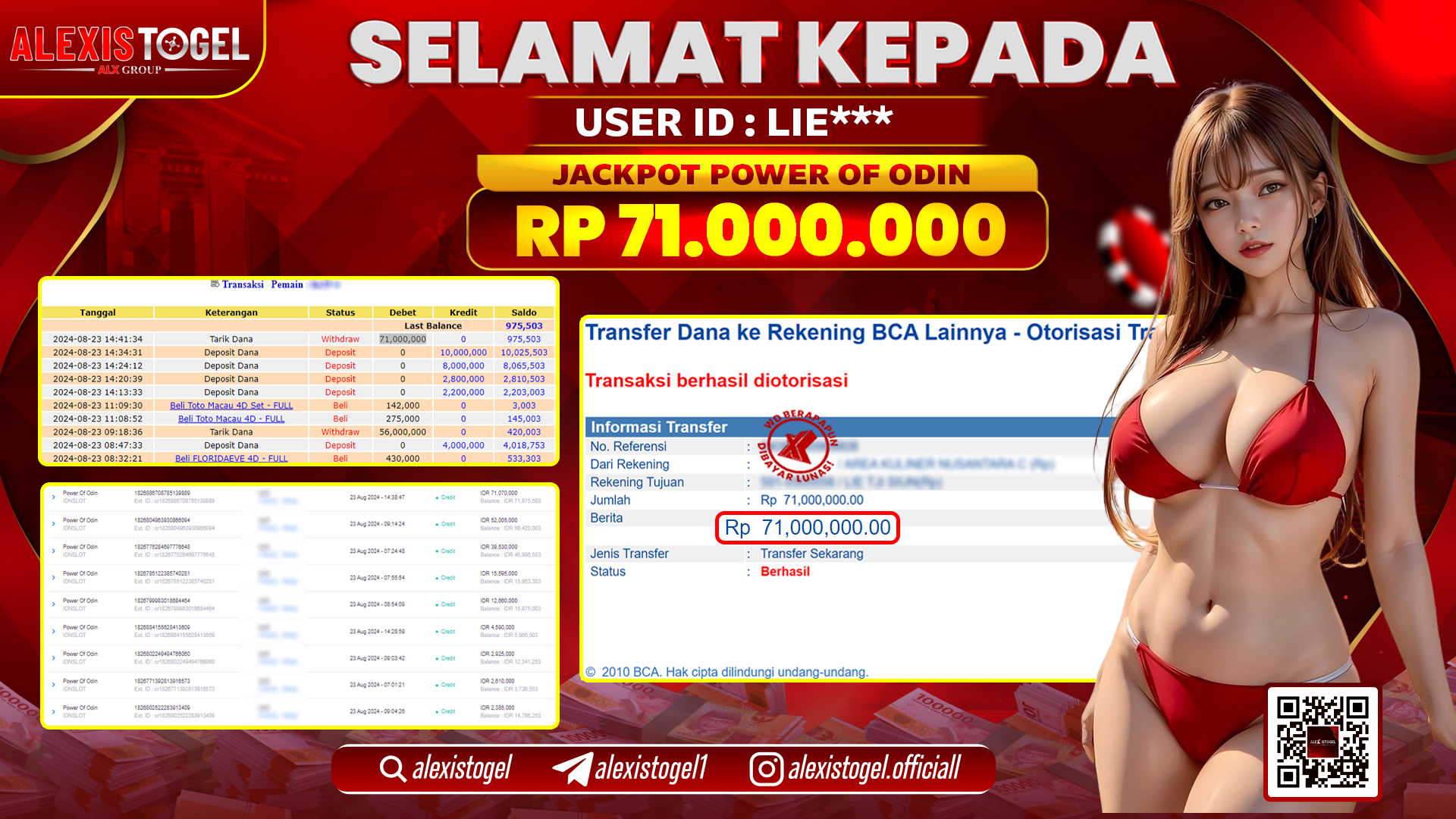ALEXISTOGEL JACKPOT SLOT POWER OF ODIN RP.71.000.000 LUNAS