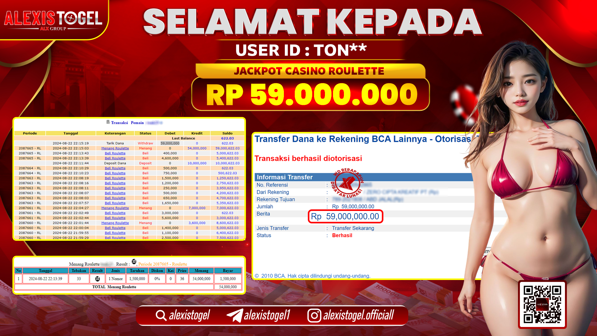 ALEXISTOGEL JACKPOT CASINO ROULETTE RP.59.000.000 LUNAS