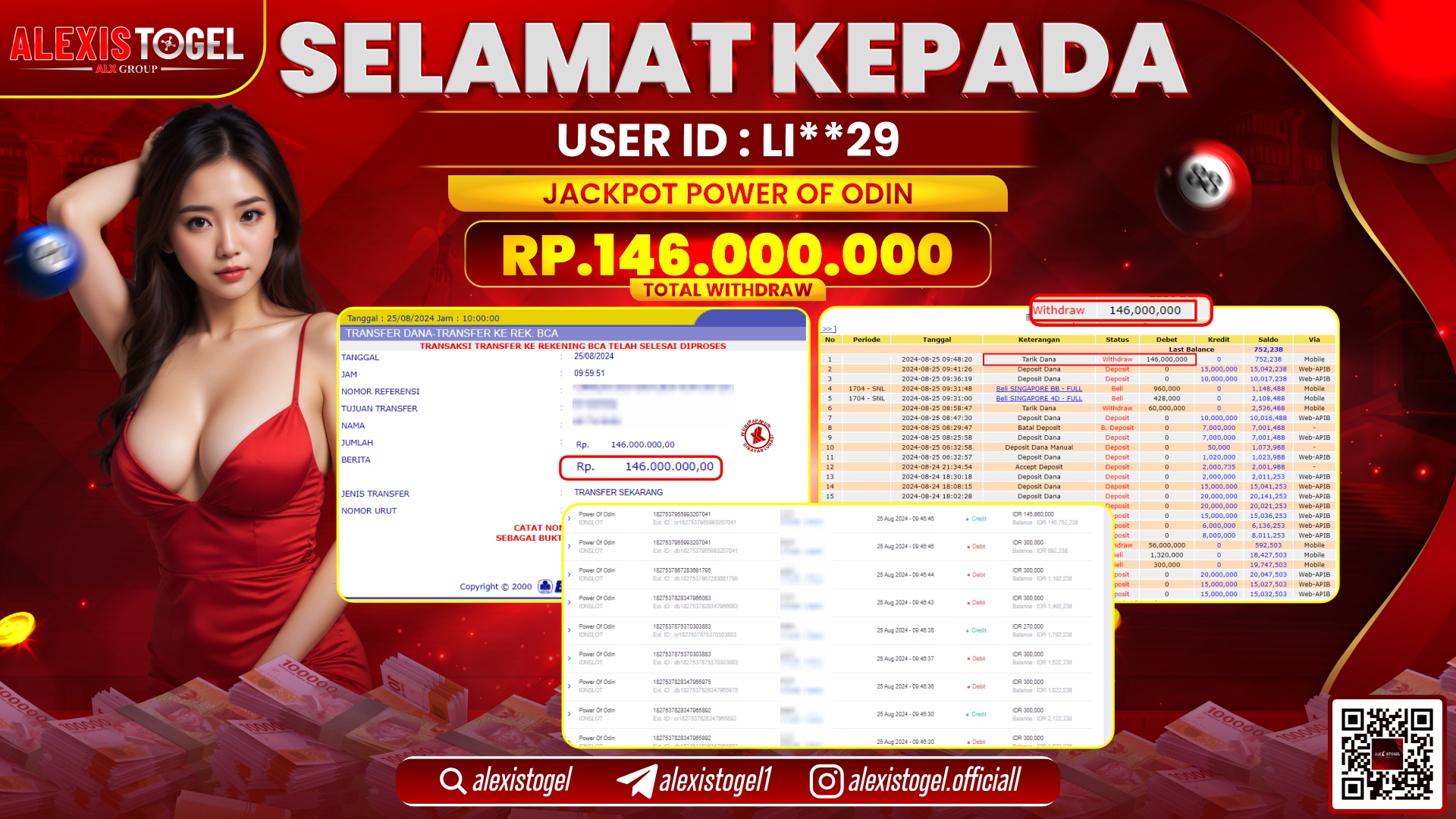 ALEXISTOGEL JACKPOT SLOT POWER OF ODIN RP.146.000.000 LUNAS