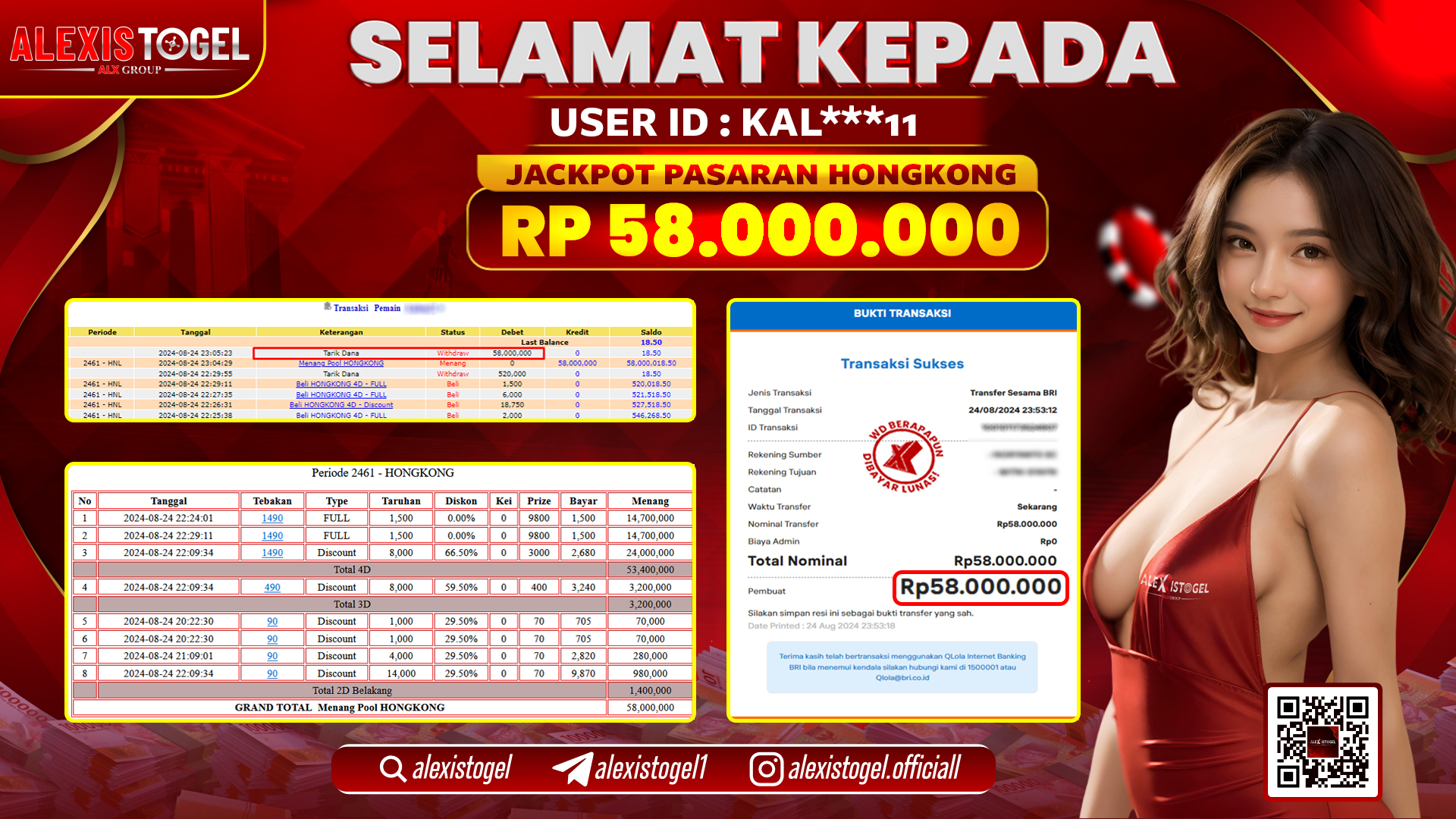 ALEXISTOGEL JACKPOT TOGEL HONGKONG POOLS RP.58.000.000 LUNAS