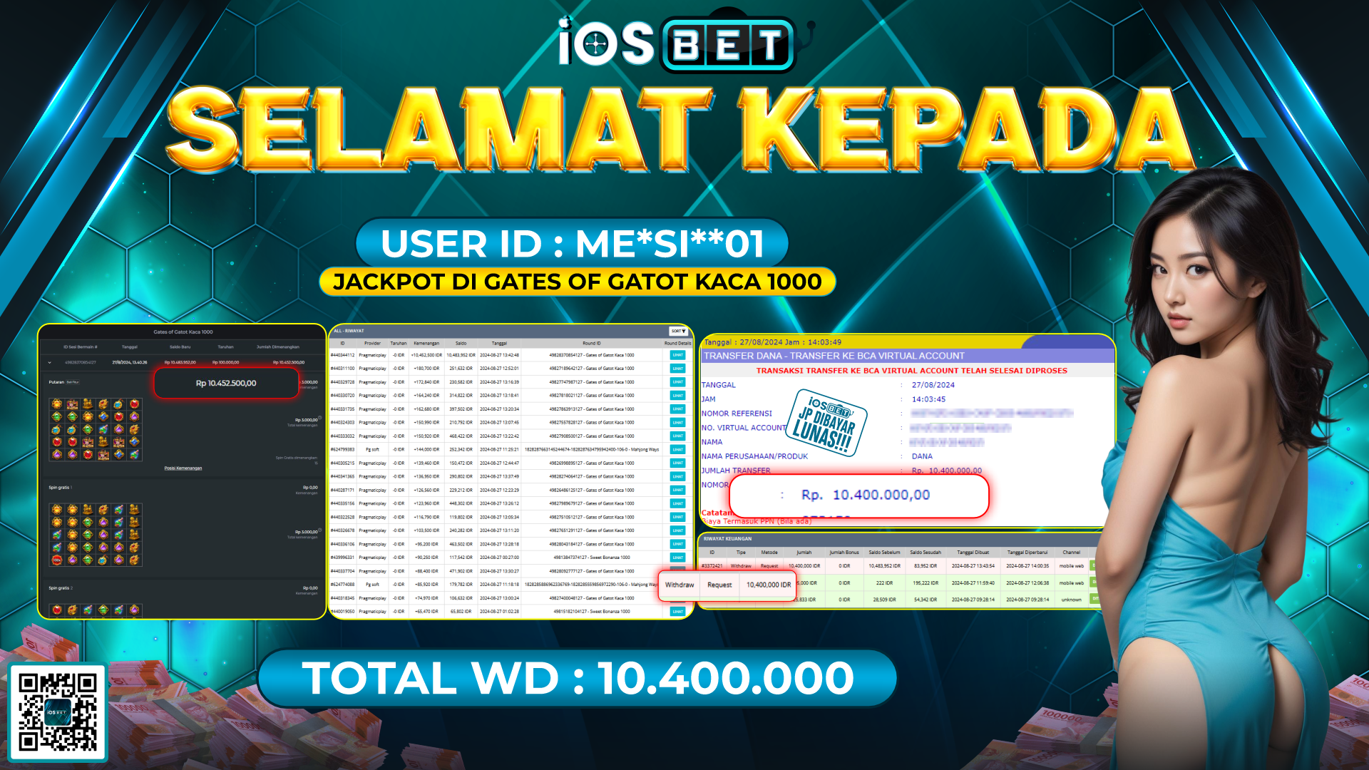 Bukti Pembayaran LUNAS SLOT GAME GACOR Rp.10.400.000,-