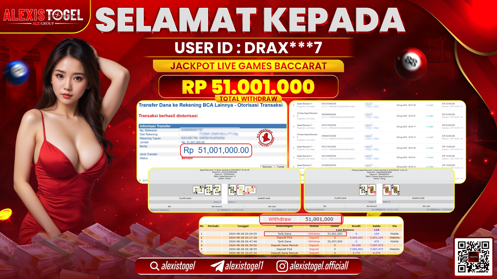 ALEXISTOGEL JACKPOT LIVE GAMES BACCARAT RP.51.001.000 LUNAS