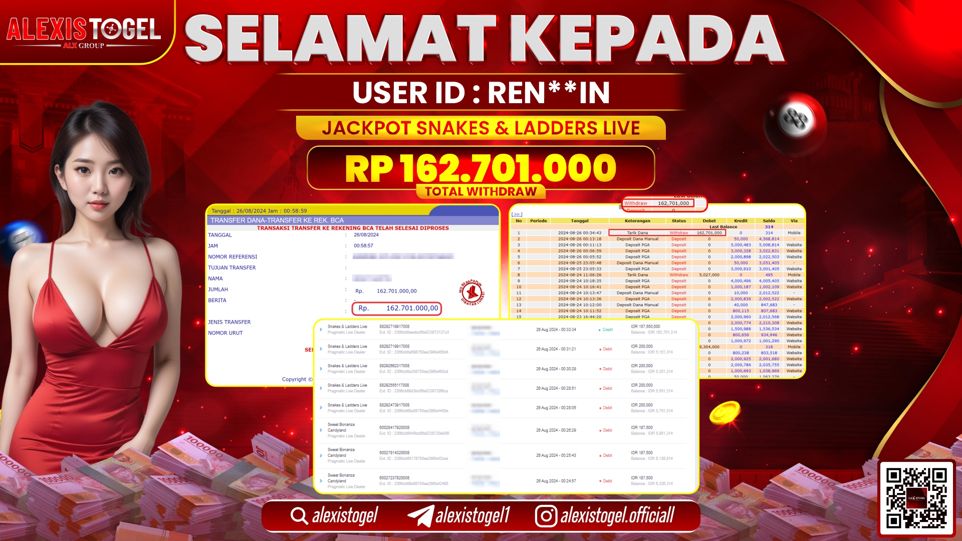 ALEXISTOGEL JACKPOT SLOT SNAKES & LADDERS RP.162.701.000 LUNAS