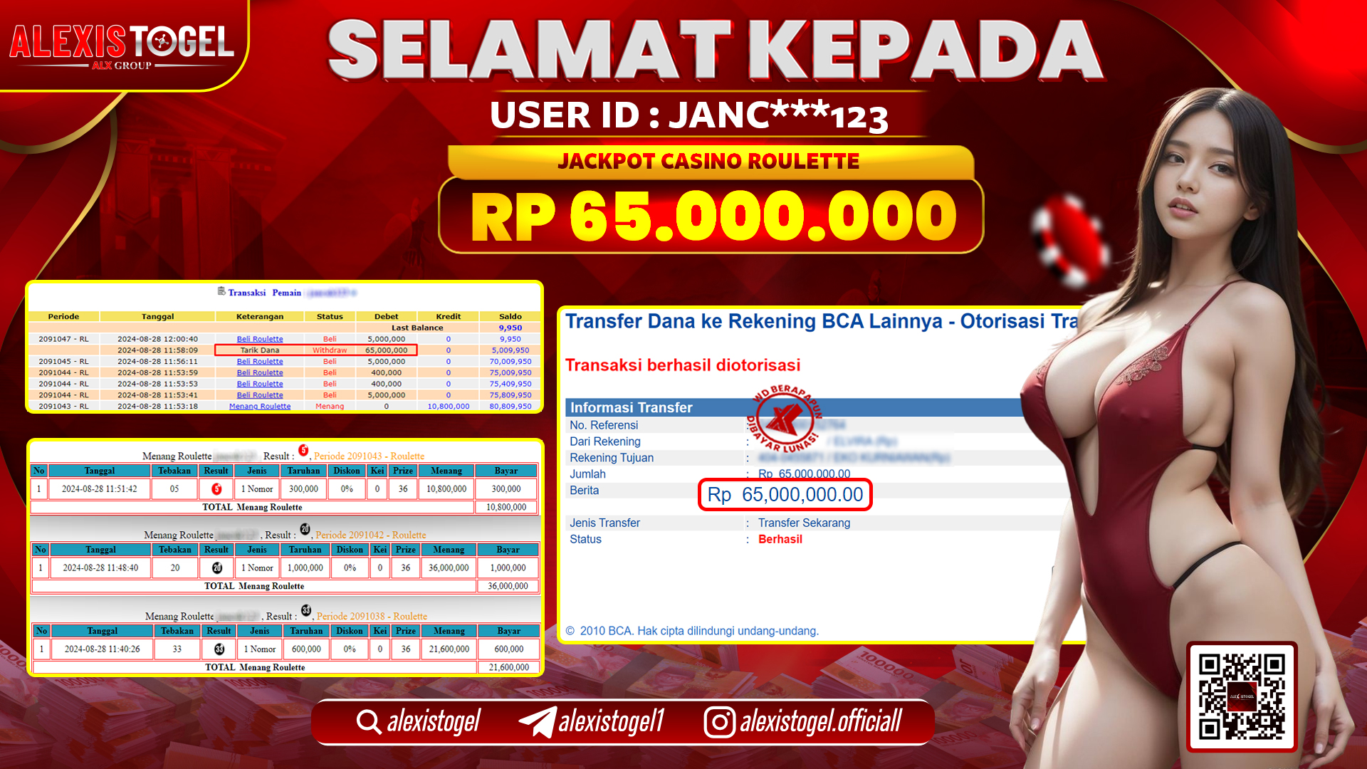 ALEXISTOGEL JACKPOT CASINO ROULETTE RP.65.000.000 LUNAS