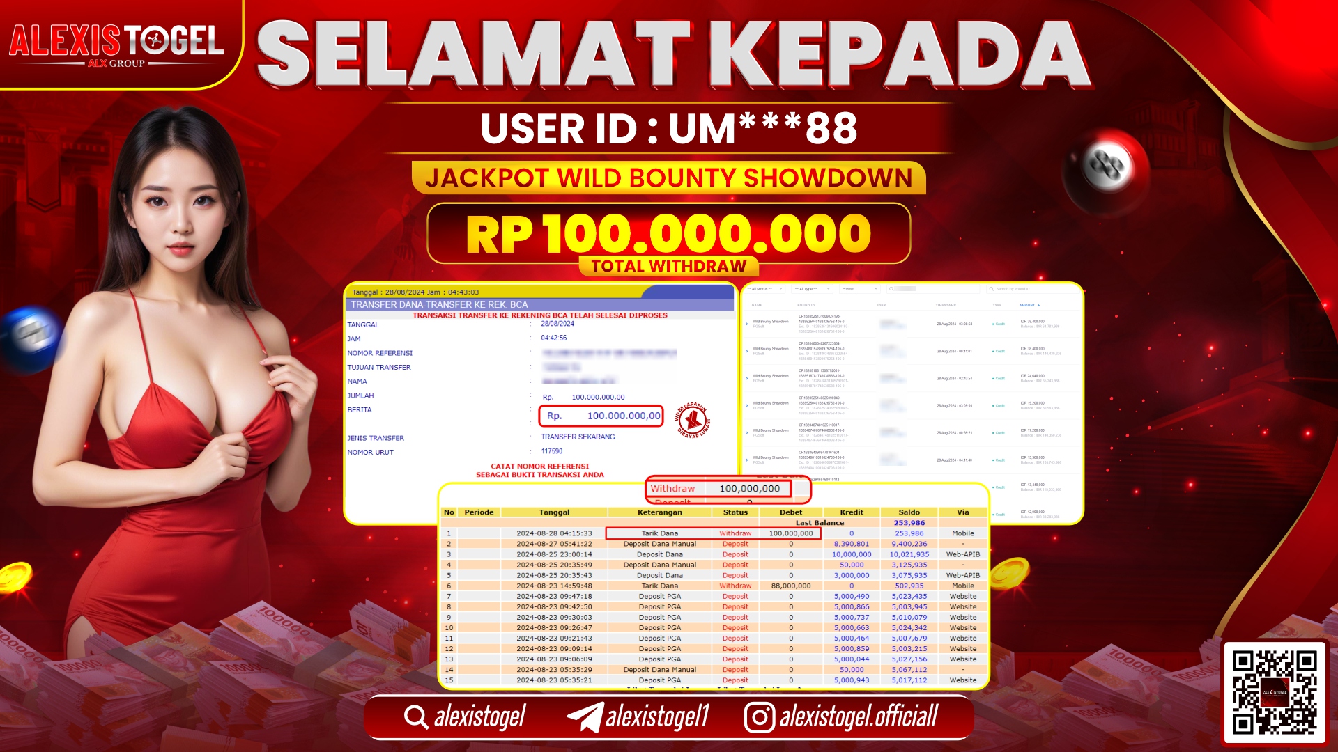 ALEXISTOGEL JACKPOT SLOT WILD BOUNTY RP.100.000.000 LUNAS