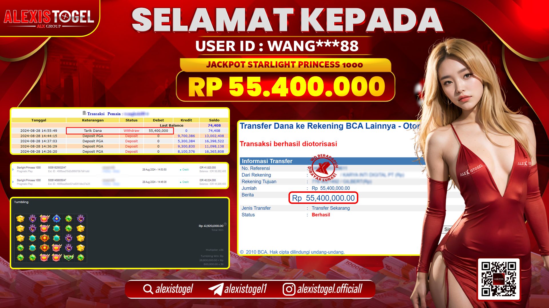 ALEXISTOGEL JACKPOT SLOT STARLIGHT PRINCESS RP.55.400.000 LUNAS