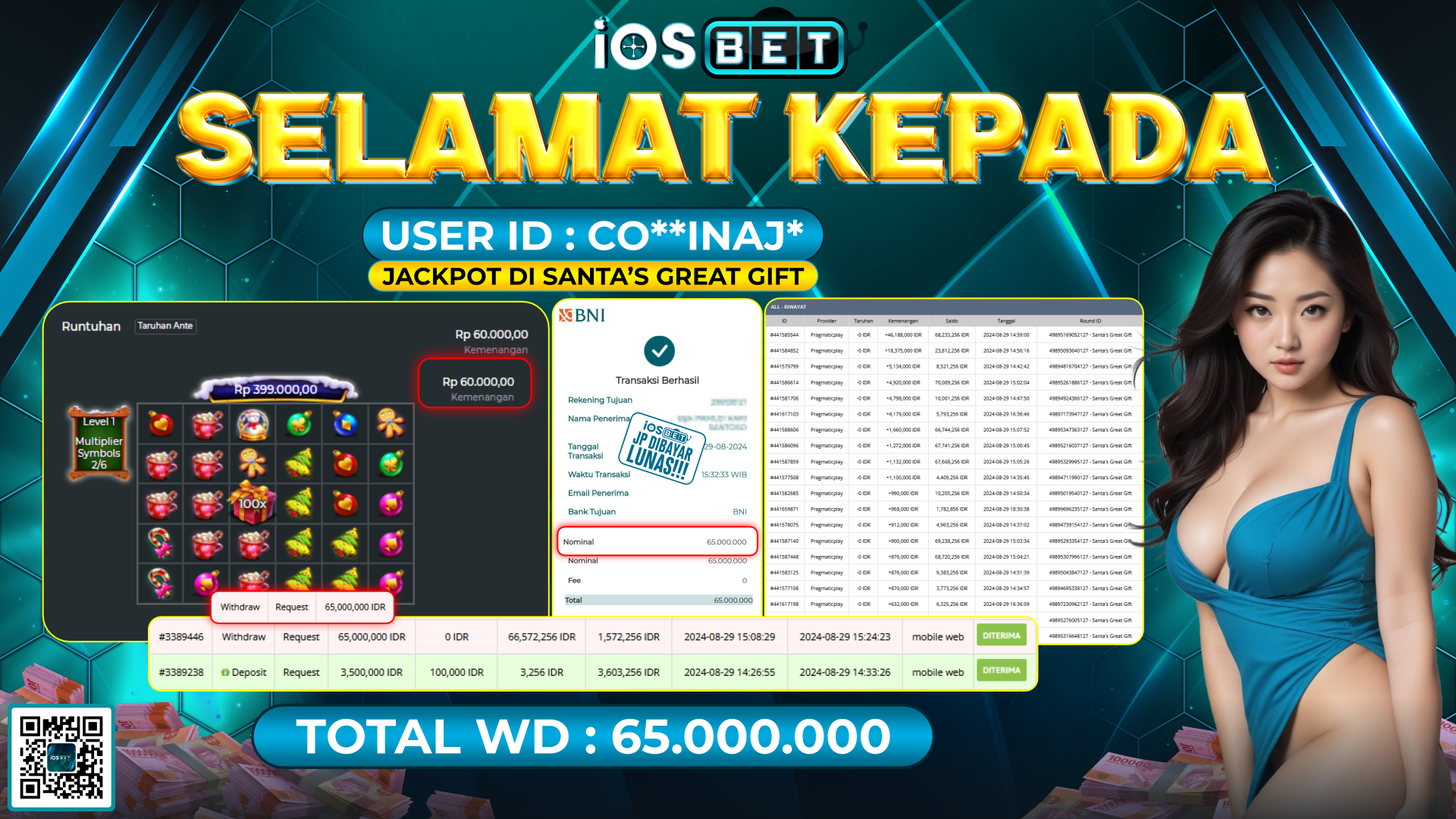 Bukti Pembayaran LUNAS SLOT GAME GACOR Rp.65.000.000,-
