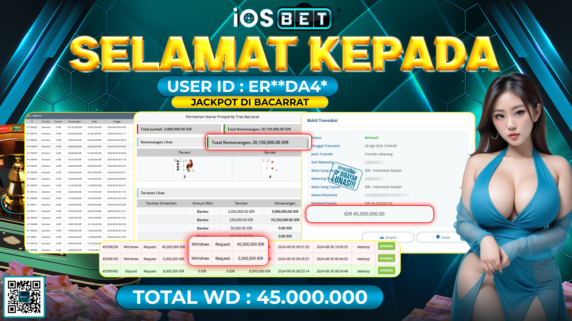 Bukti Pembayaran LUNAS LIVE GAME GACOR Rp.45.000.000,-