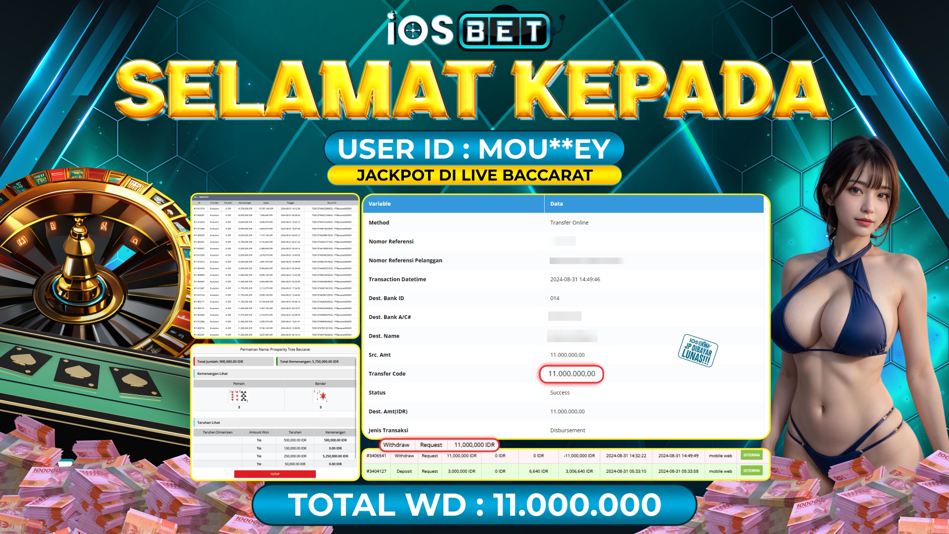 Bukti Pembayaran LUNAS LIVE GAME GACOR Rp.11.000.000,-